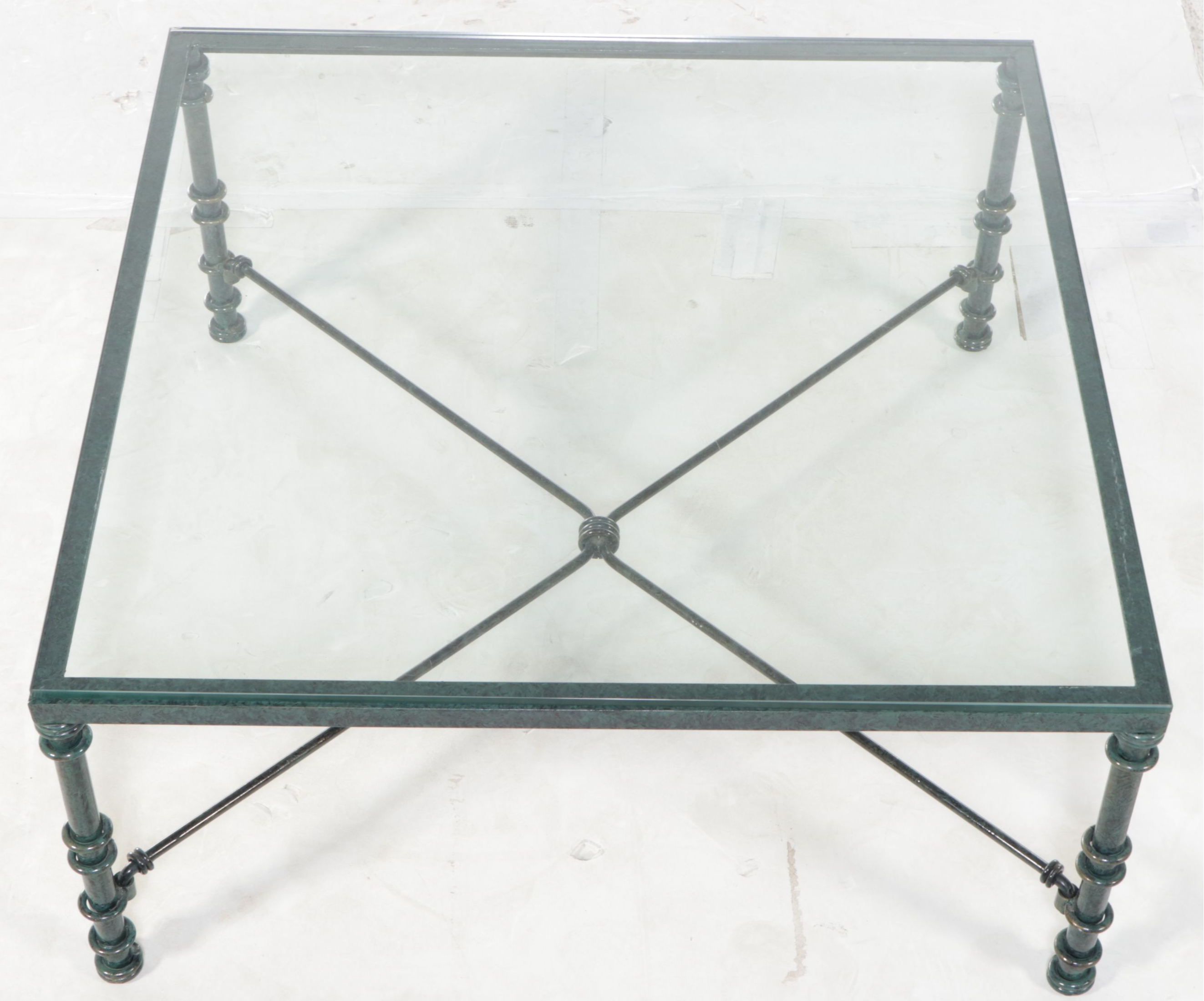 Enamel Coffee Table with Glass Top