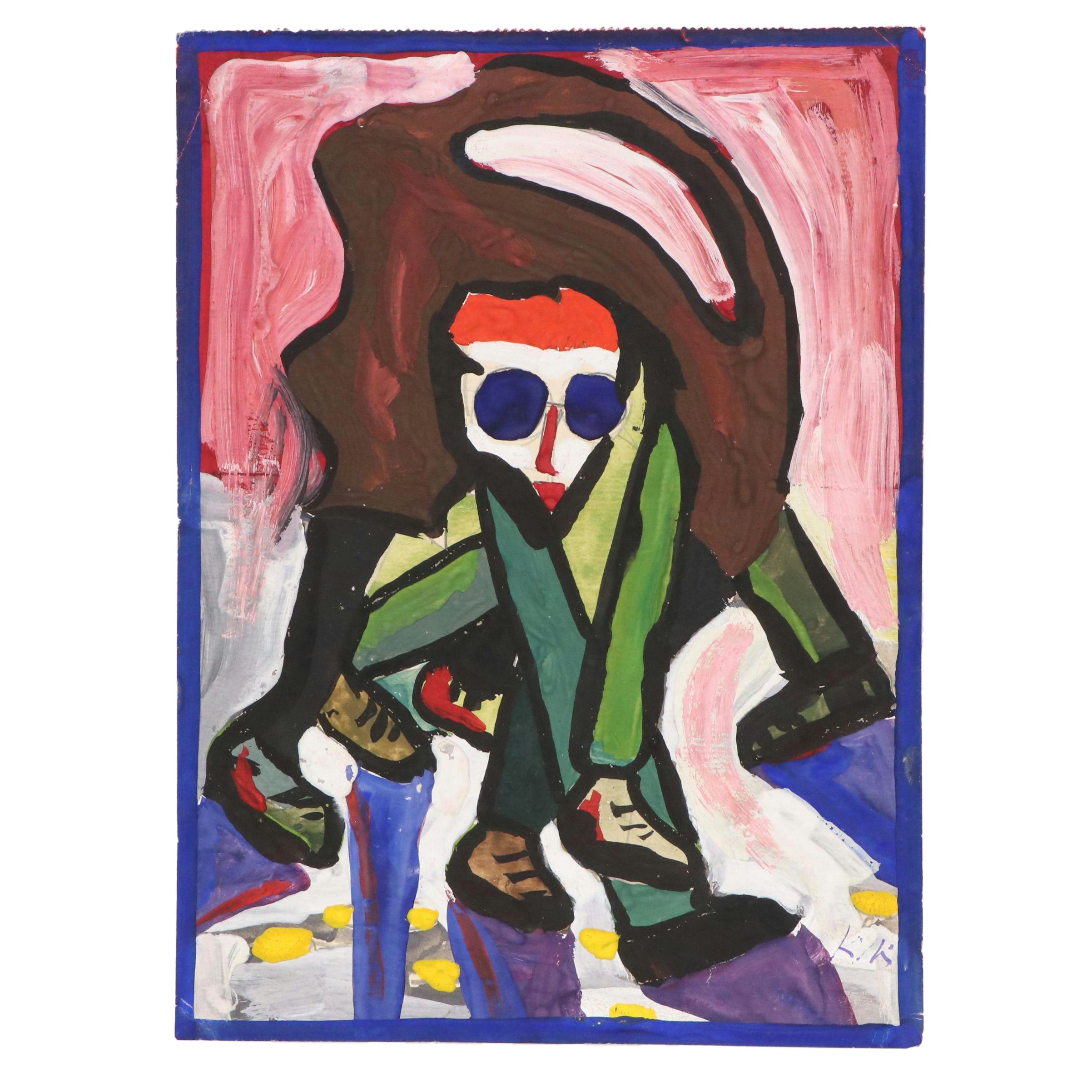 Nikolay "Kuk" Manuylov Figural Surrealist Tempera Painting, 21st Century