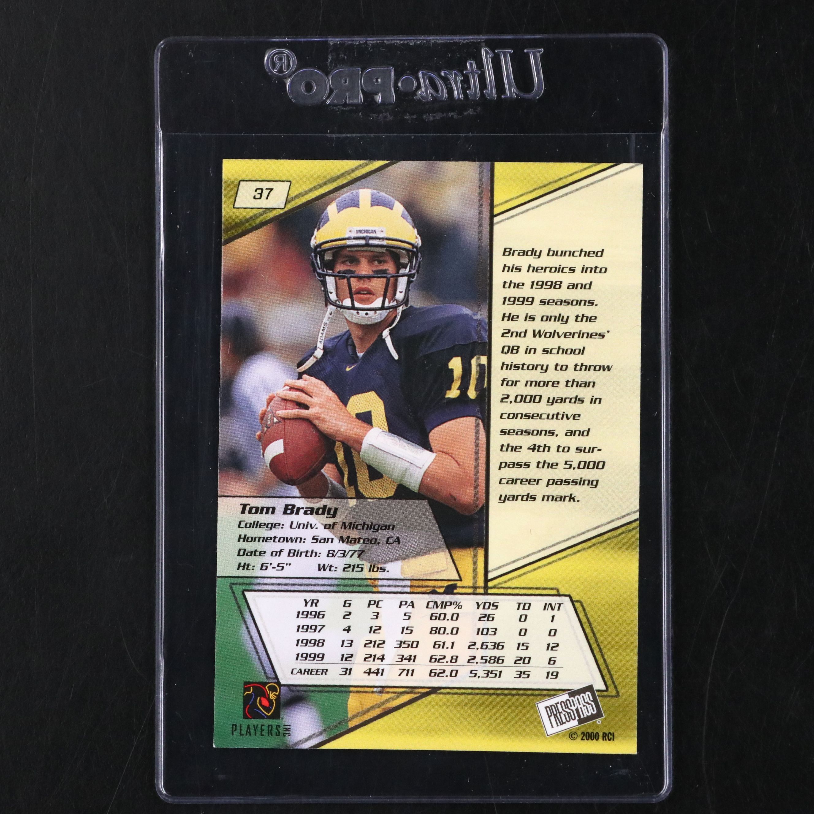 2000 Press Pass Tom Brady Rookie Football Card