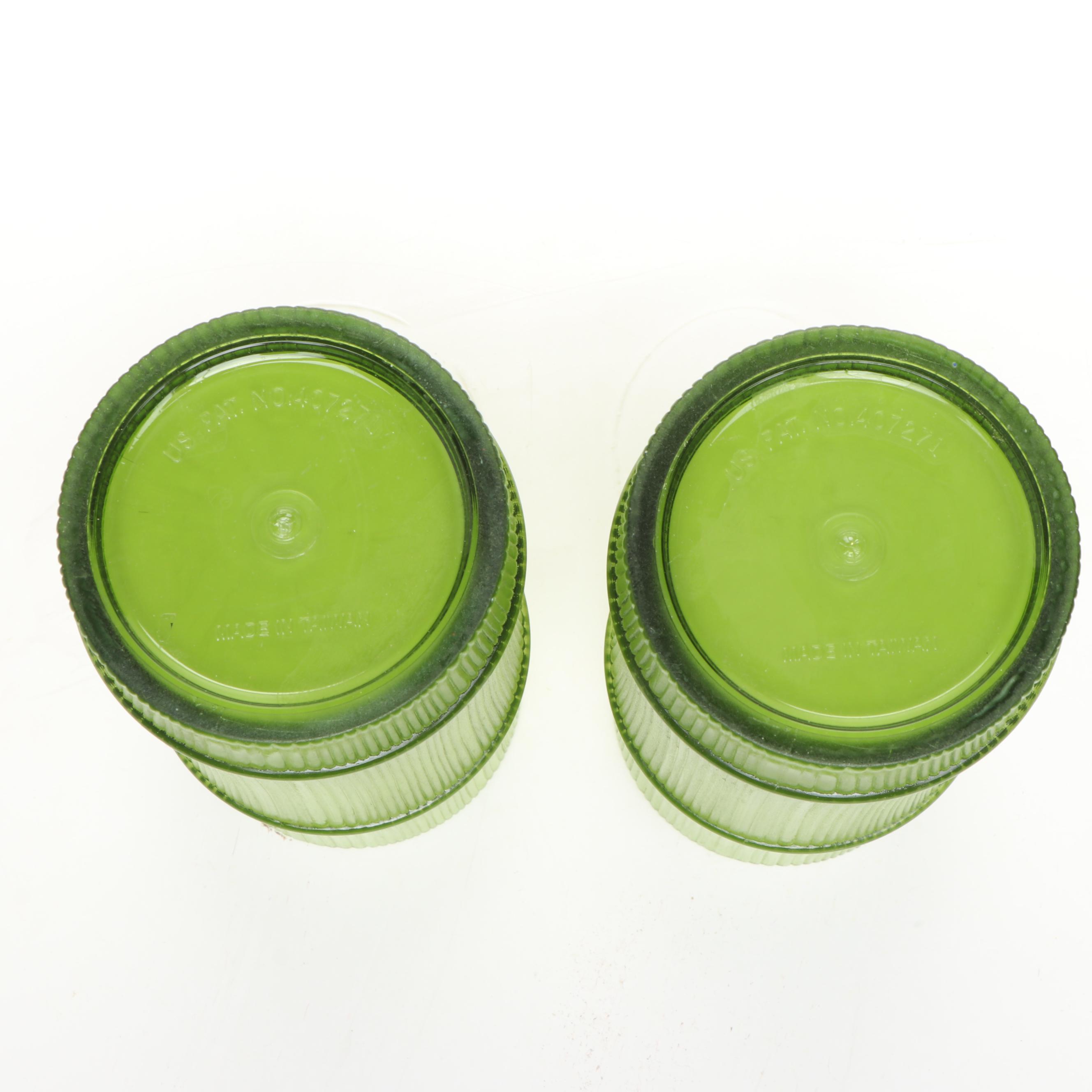 Set of Six Faux Bamboo Green Cased Plastic Tumblers