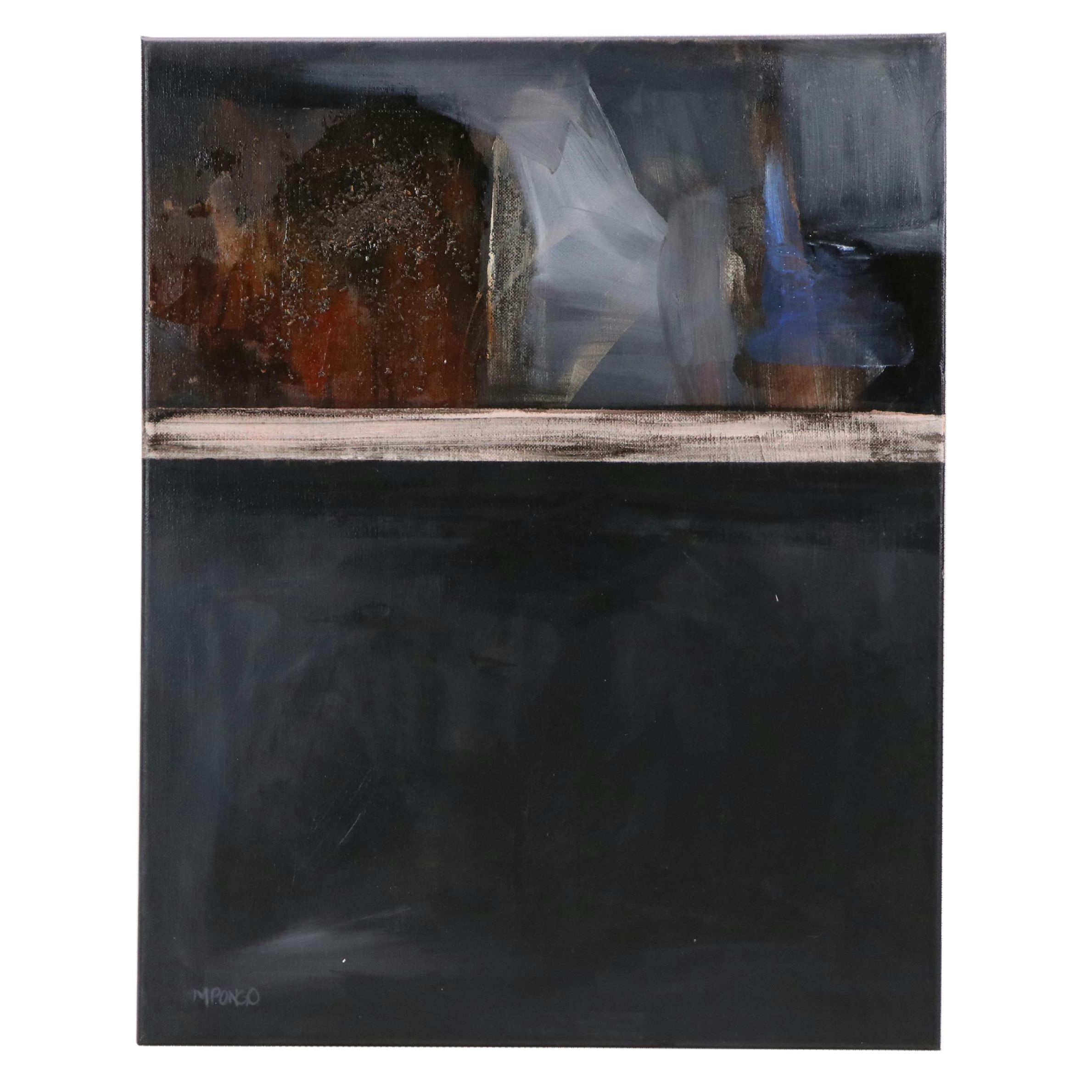 Milagros Pongo Abstract Mixed Media Painting "Minimalist," 21st Century