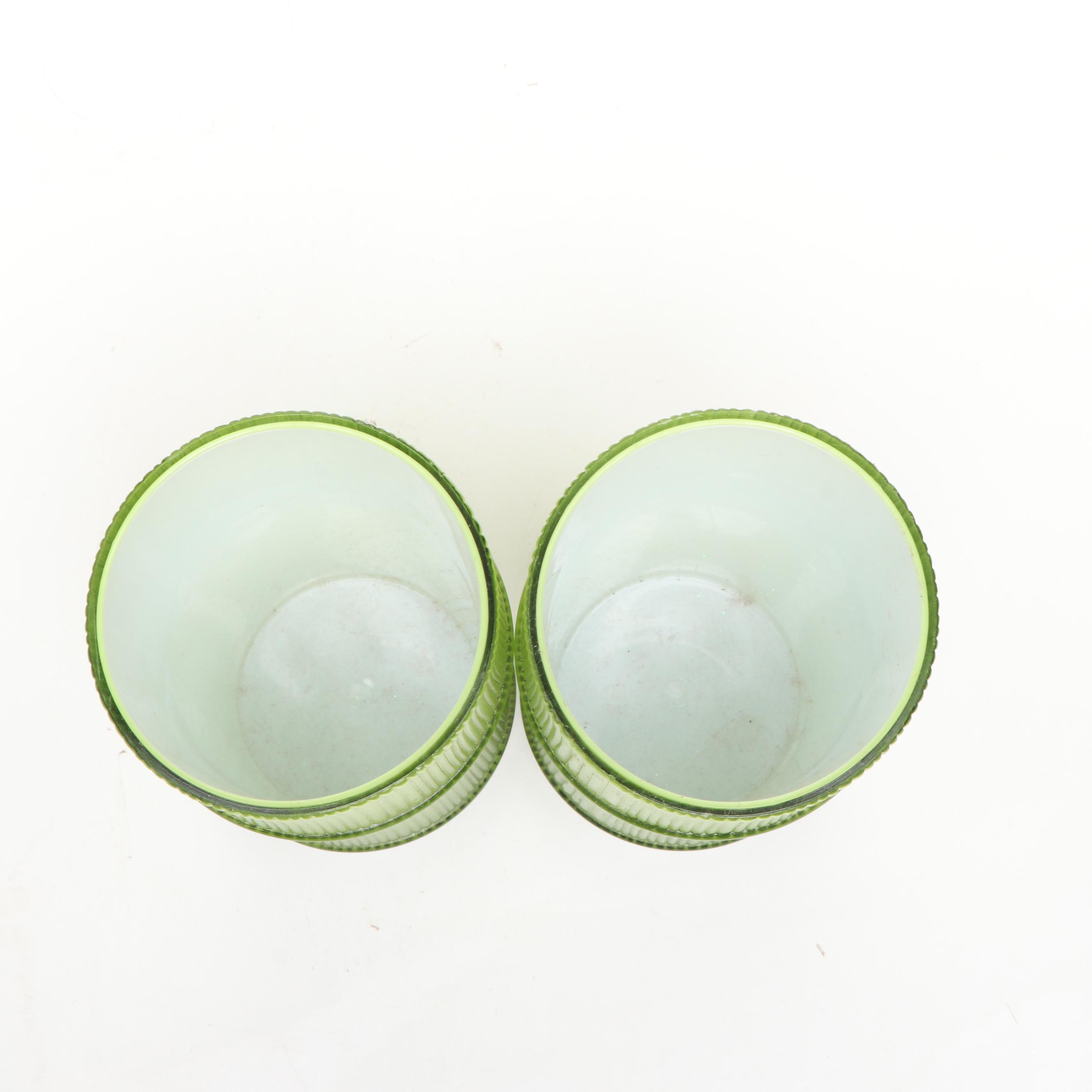 Set of Six Faux Bamboo Green Cased Plastic Tumblers