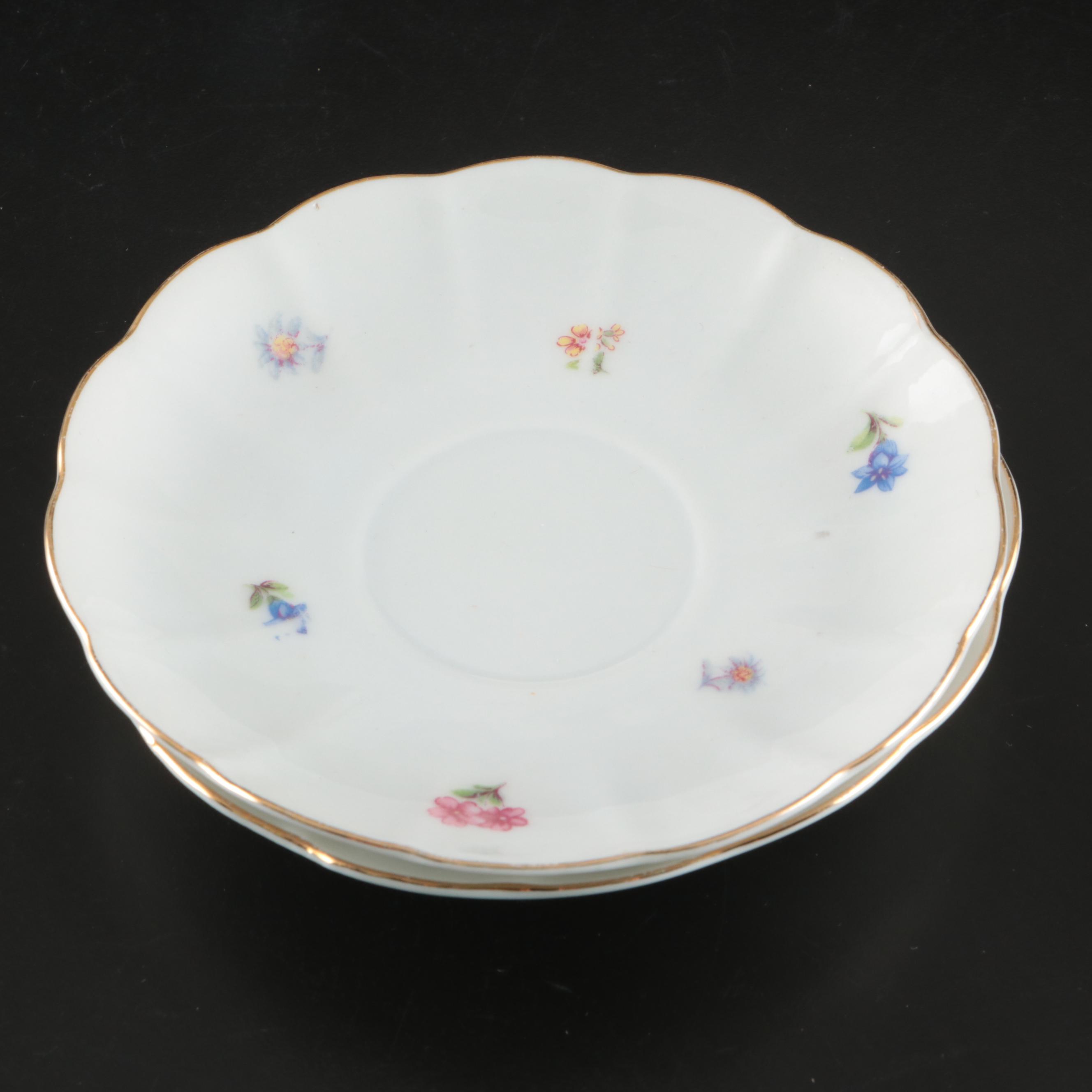 Arabia Floral Porcelain Teacups and Saucers