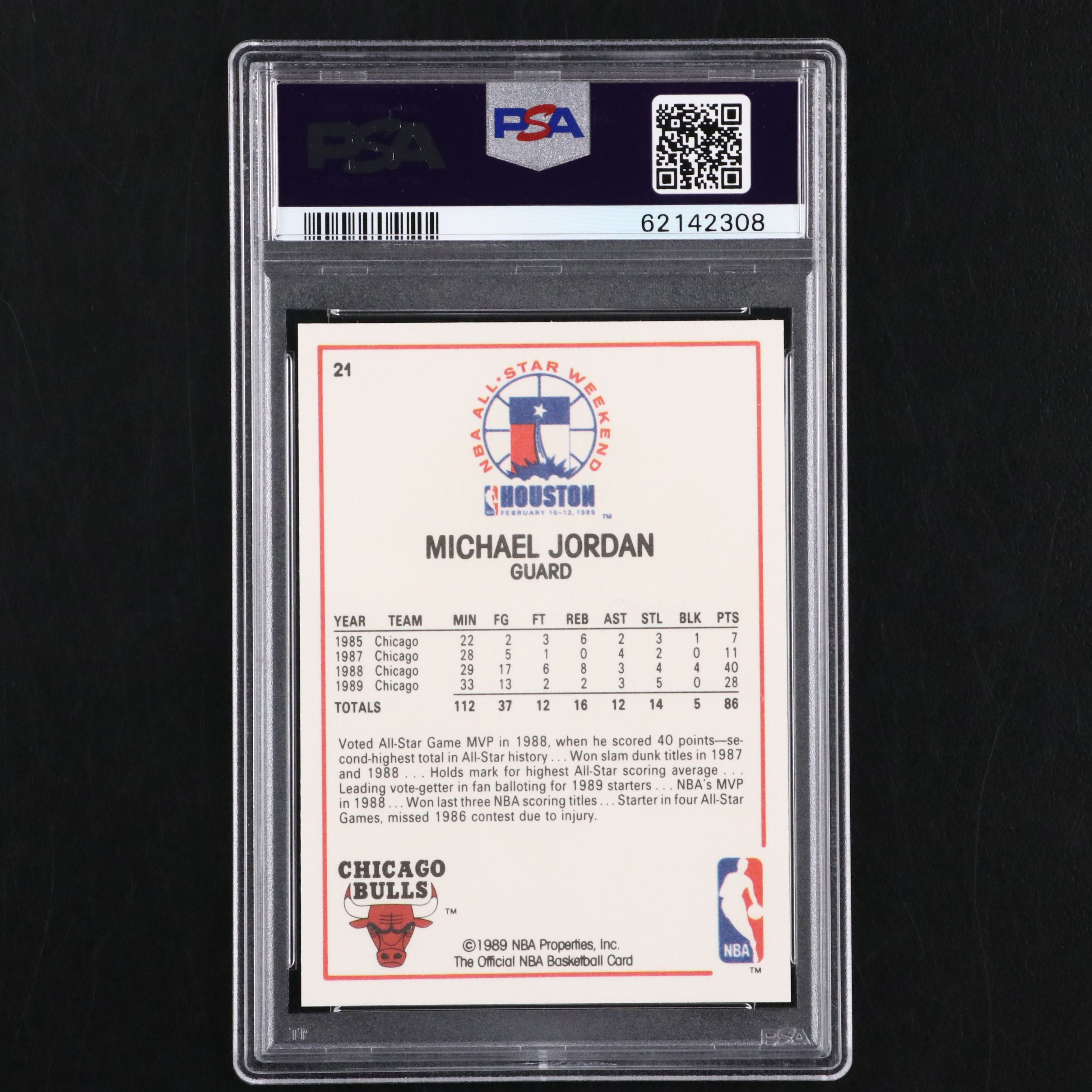 1989 NBA Hoops Michael Jordan Chicago Bulls All-Star Card Graded PSA 9