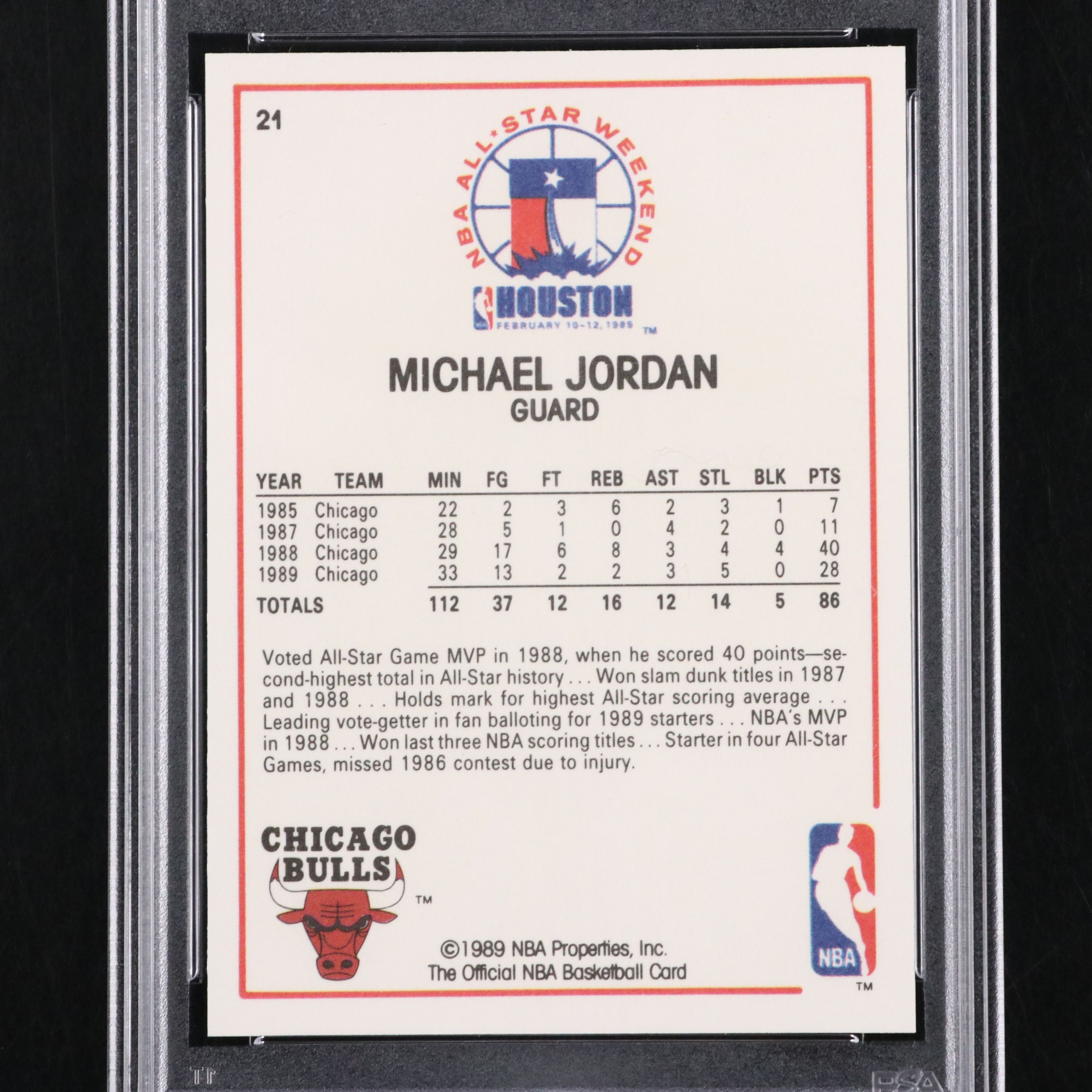 1989 NBA Hoops Michael Jordan Chicago Bulls All-Star Card Graded PSA 9