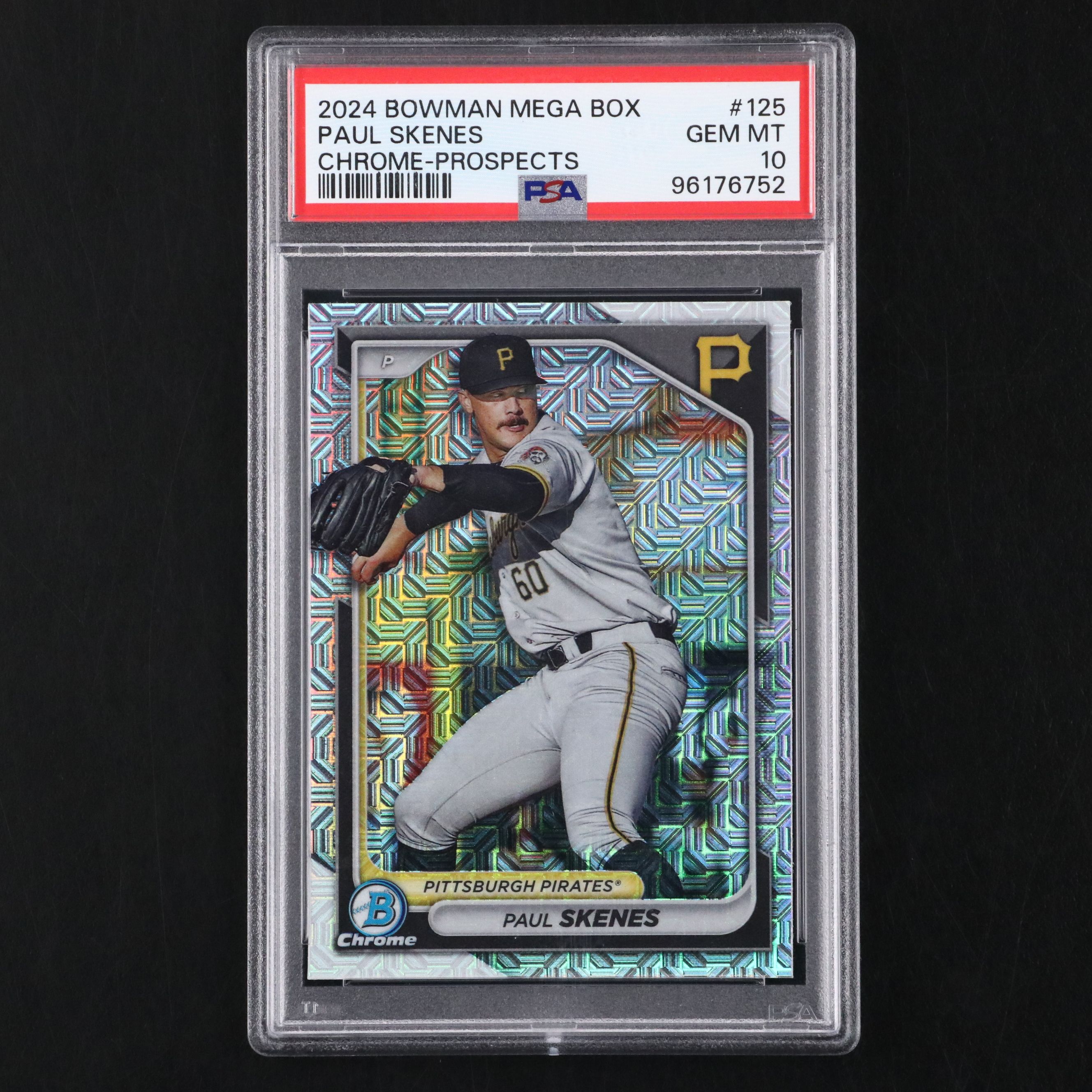 2024 Bowman Chrome Paul Skenes Mega Box Refractor Prospect Card Graded PSA 10