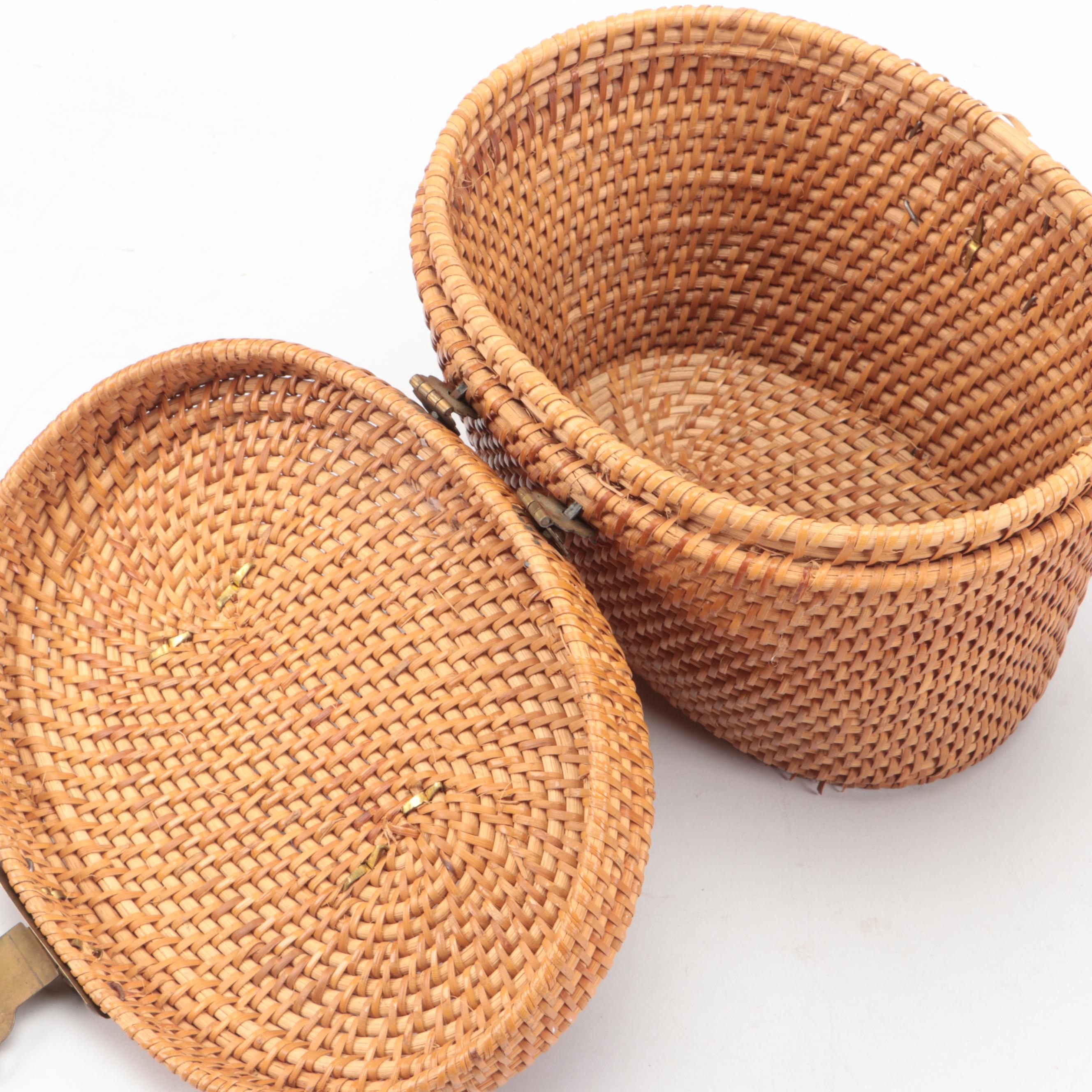 Vintage Barlow Nantucket Basket with Woven Bucket Basket Handbag