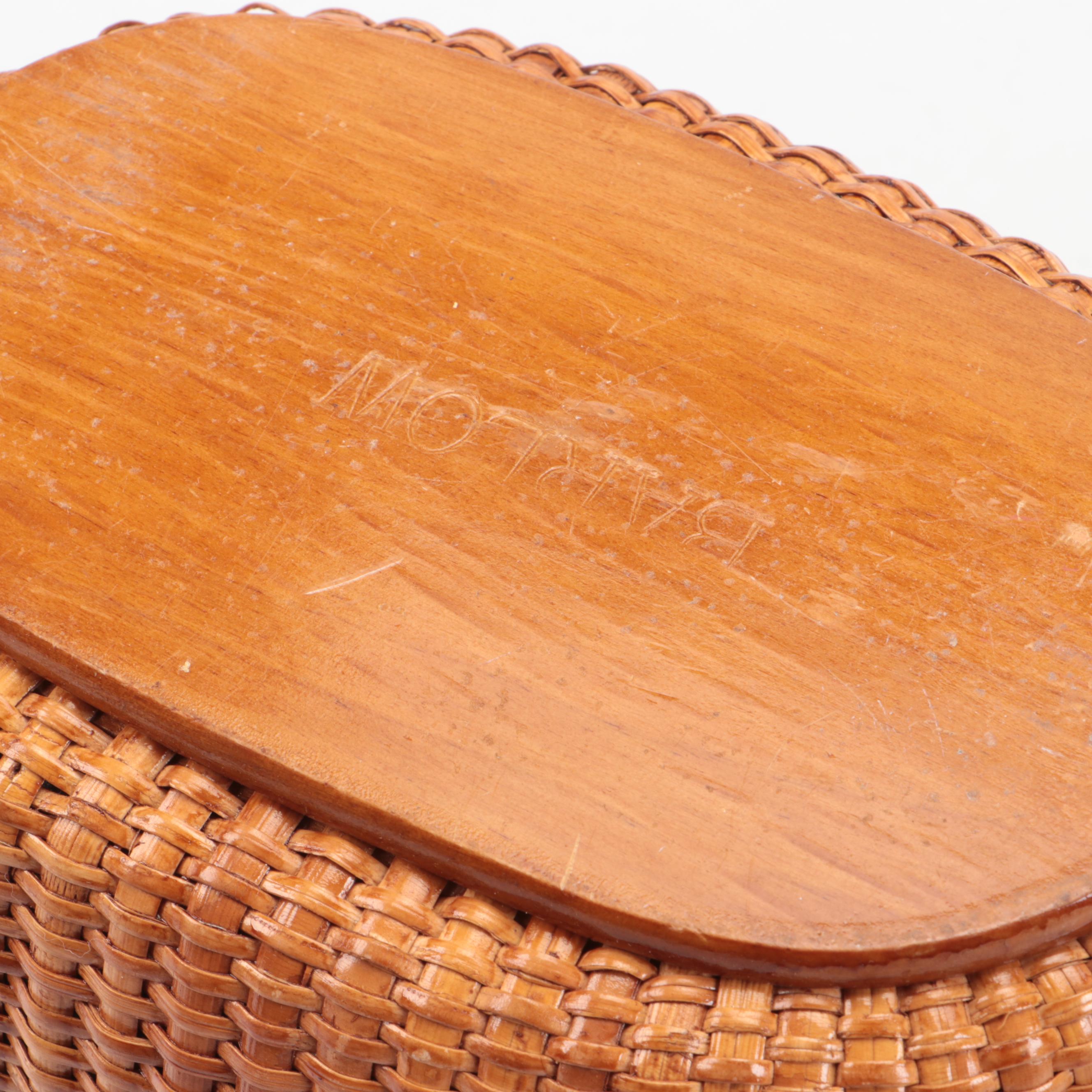 Vintage Barlow Nantucket Basket with Woven Bucket Basket Handbag