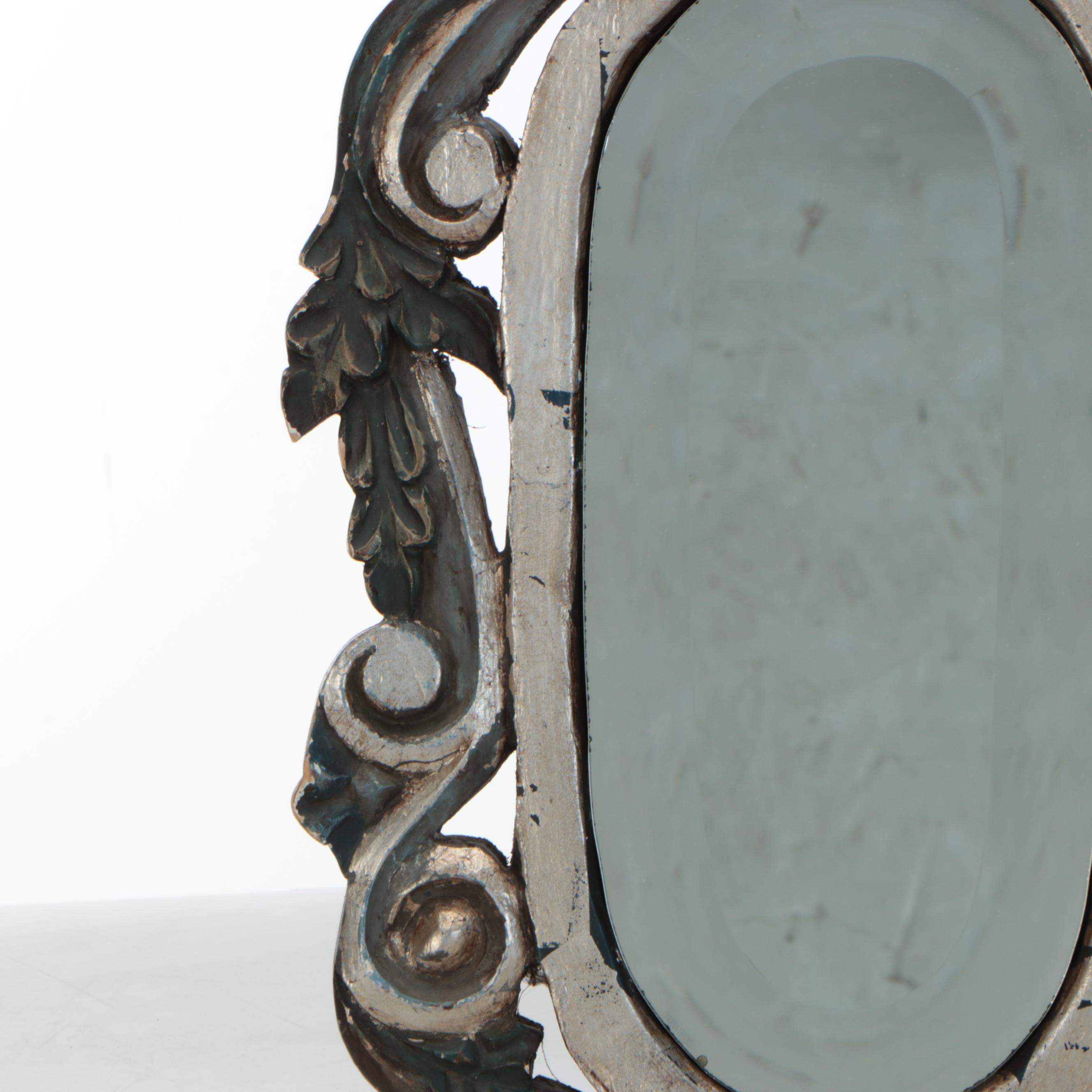 Spanish Baroque Style Polychrome Carved Wood Wall Mirror