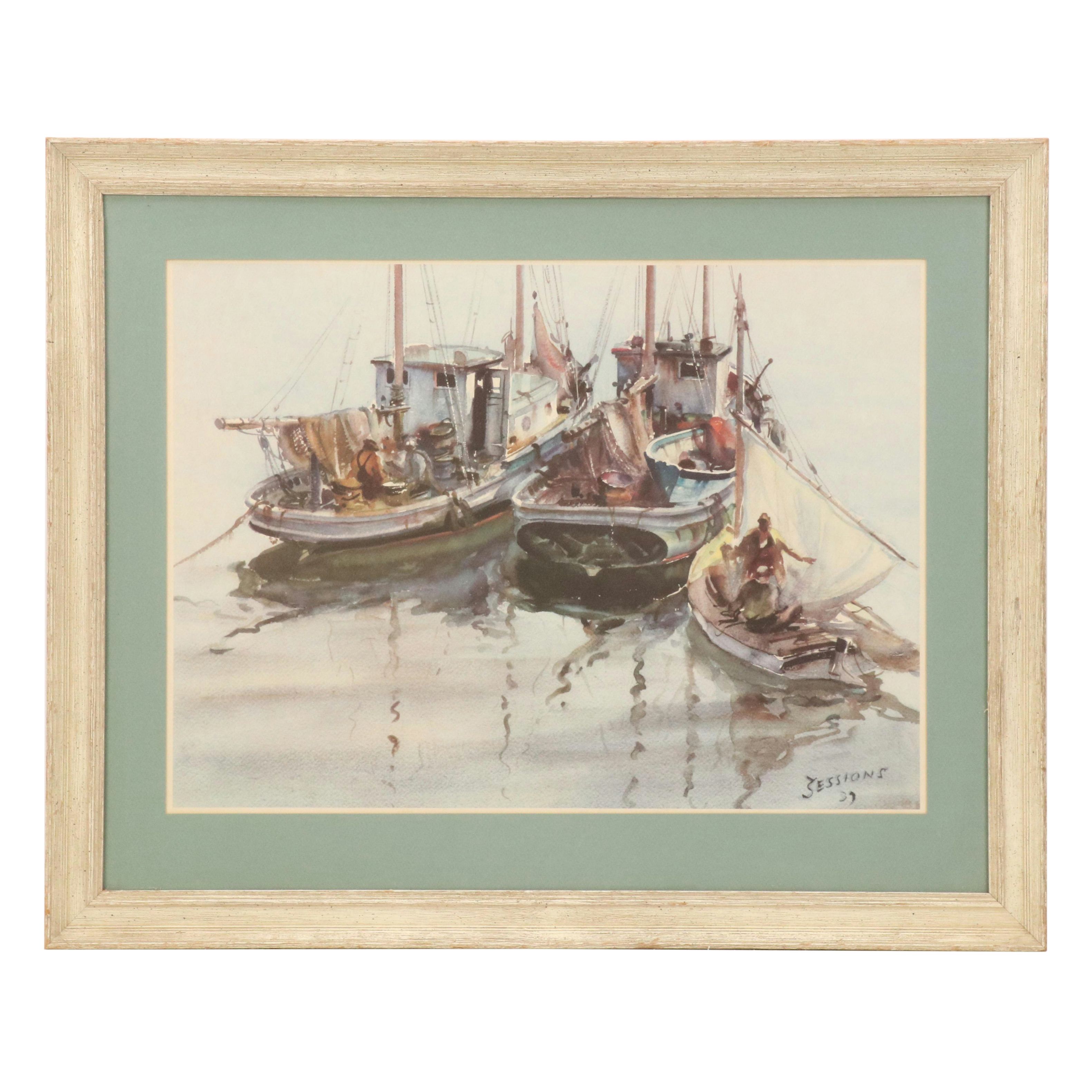 Maritime Offset Lithograph After James Milton Sessions