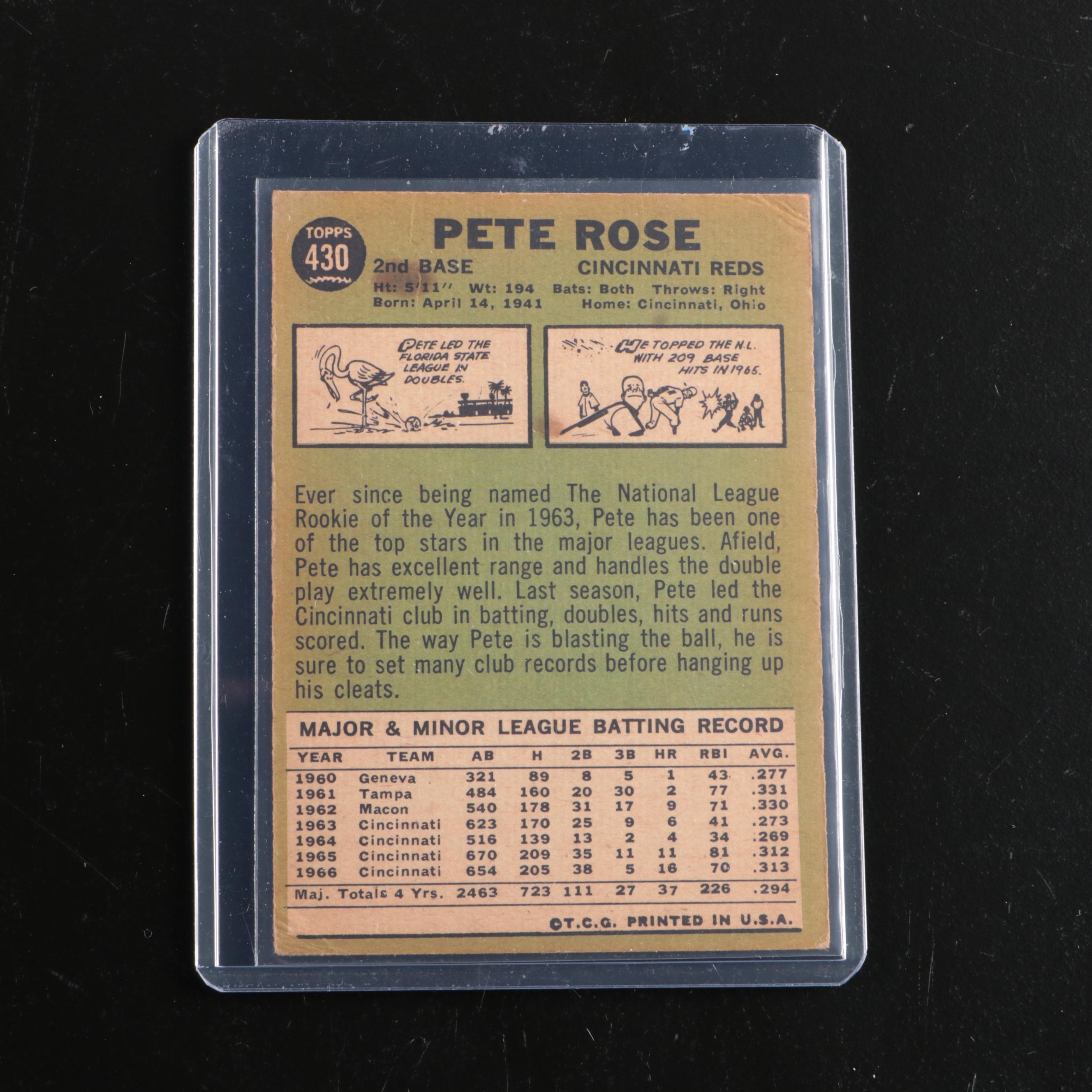 1967 Topps Pete Rose Cincinnati Reds Baseball Card