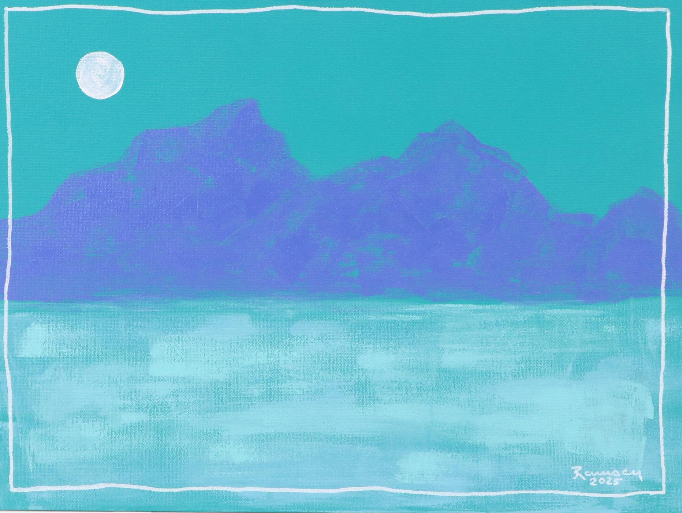 Joshua Ramsey Stylized Western Landscape Acrylic Painting "Desert Moonscape"