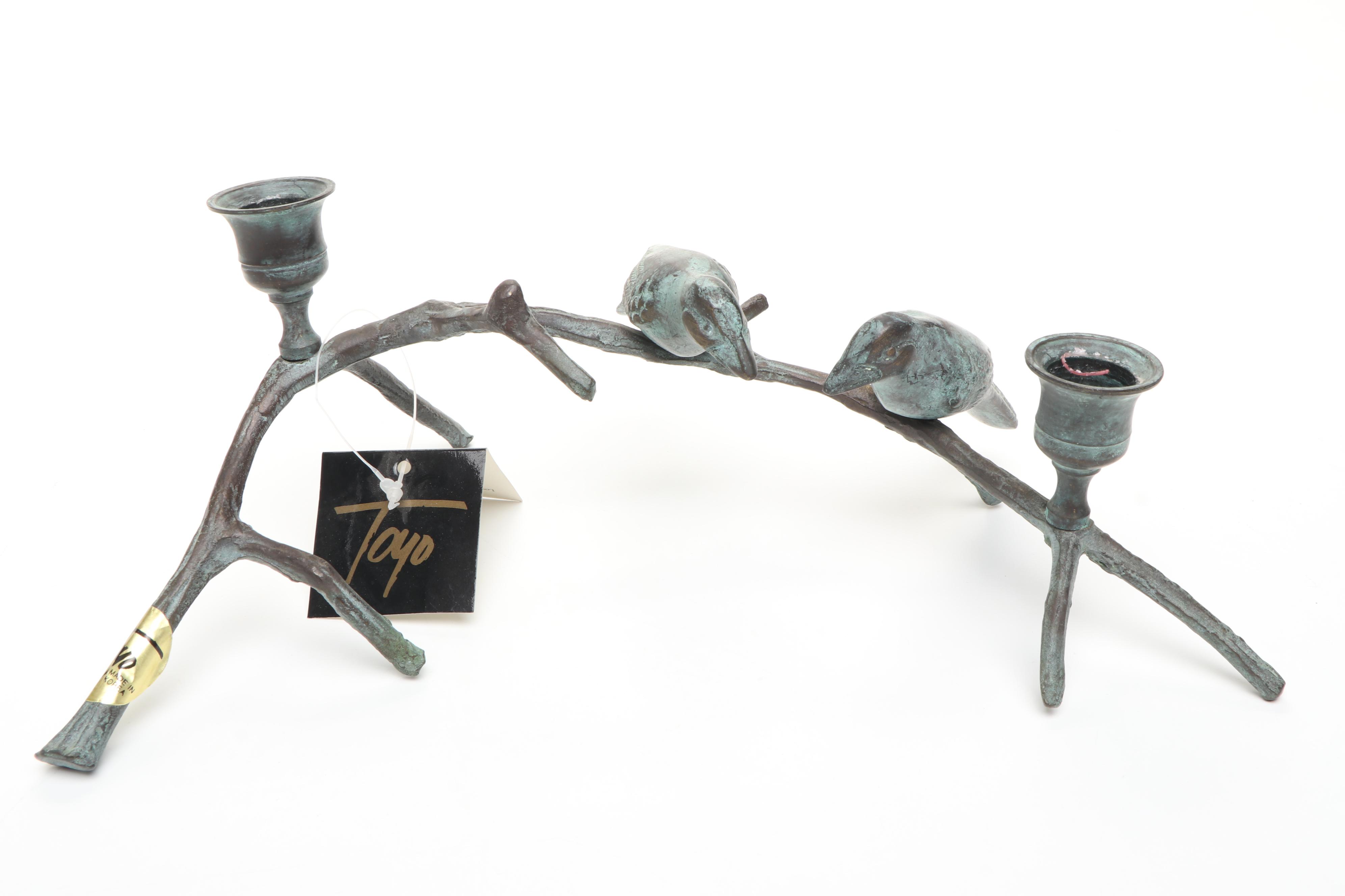 Artisan House, Inc. "Freeze Frame" Metal Sculpture with Toyo Bronze Candlestick