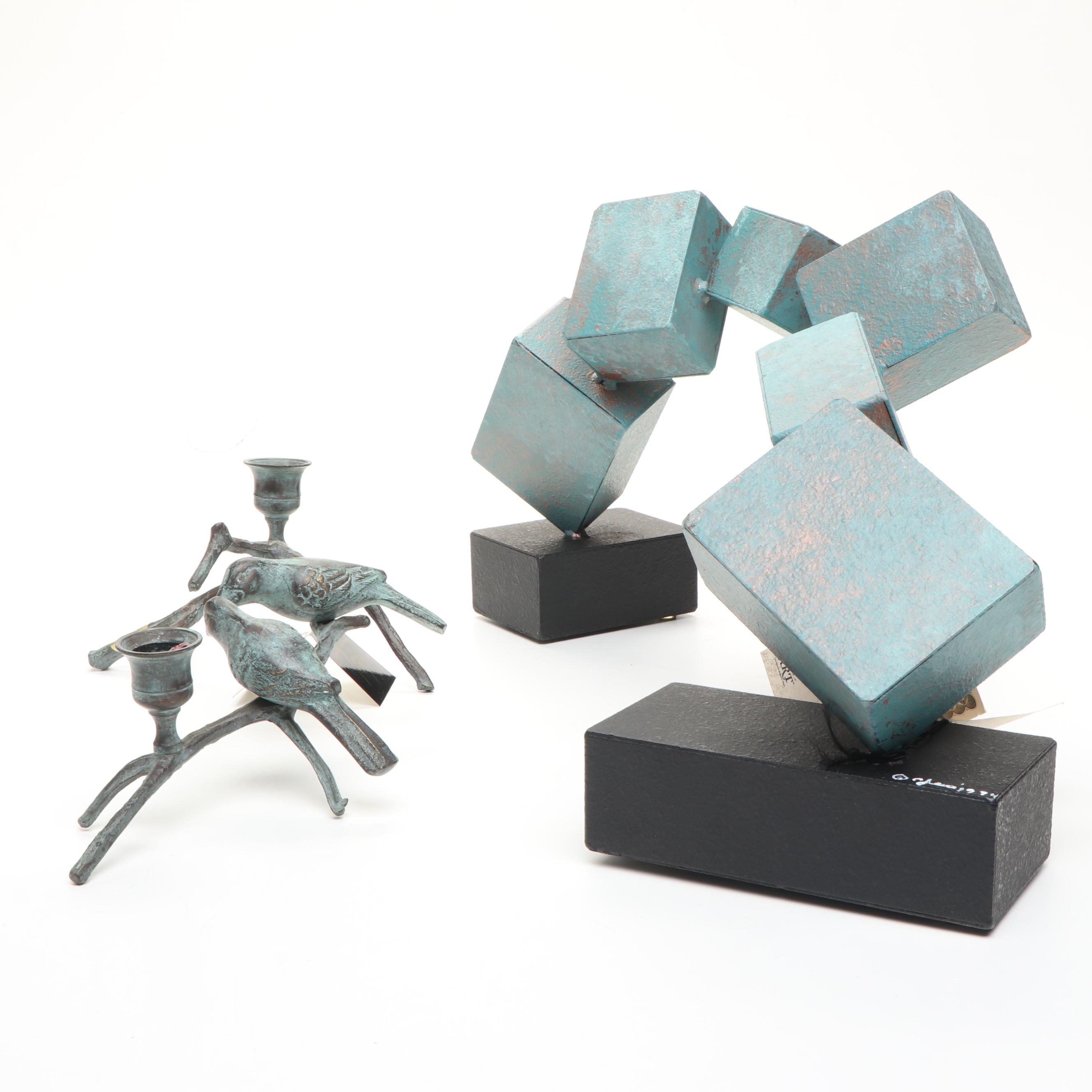 Artisan House, Inc. "Freeze Frame" Metal Sculpture with Toyo Bronze Candlestick