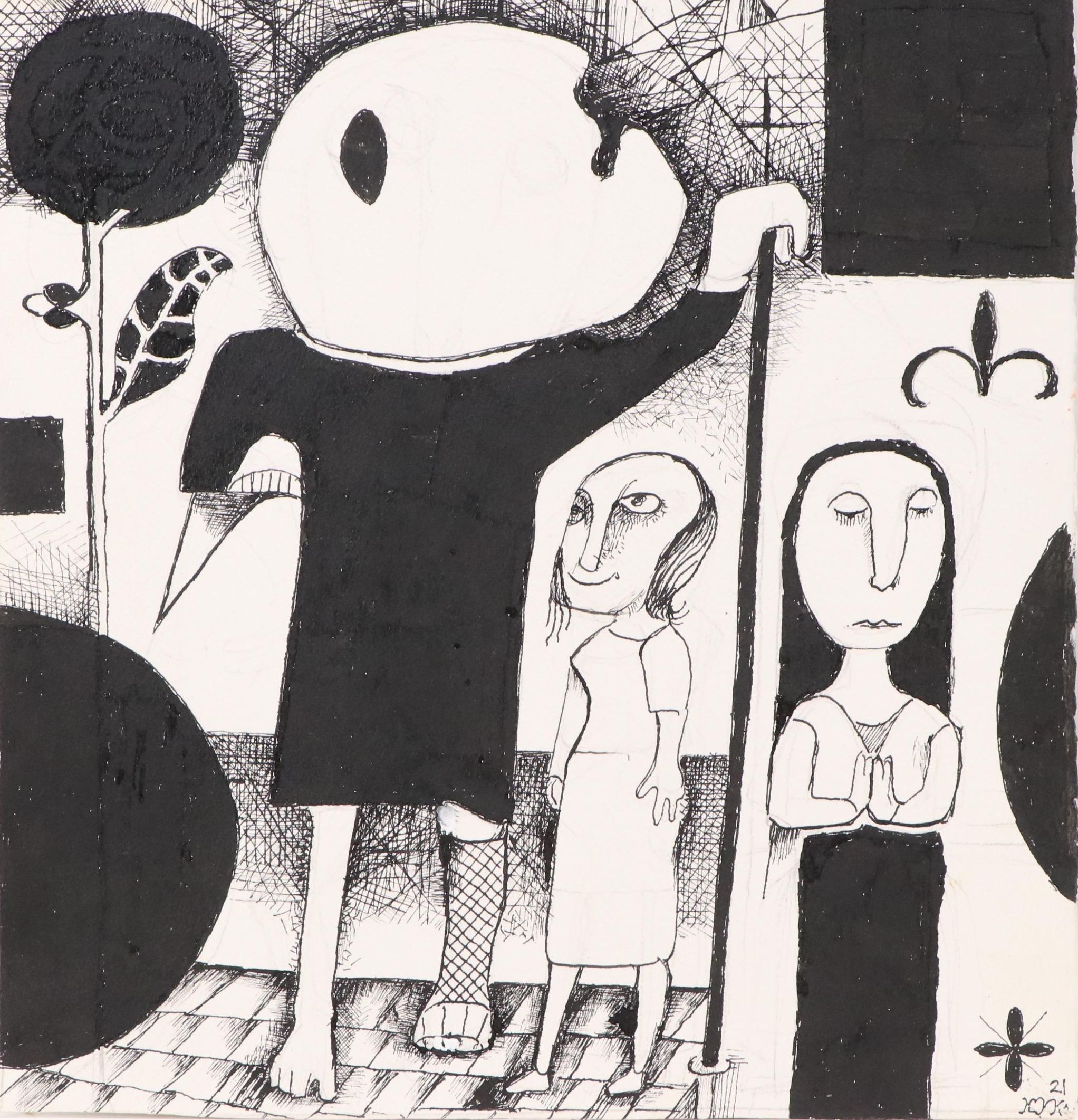 Nikolay Manuylov “Kuk” Figural Surrealist Ink Illustration, 2021