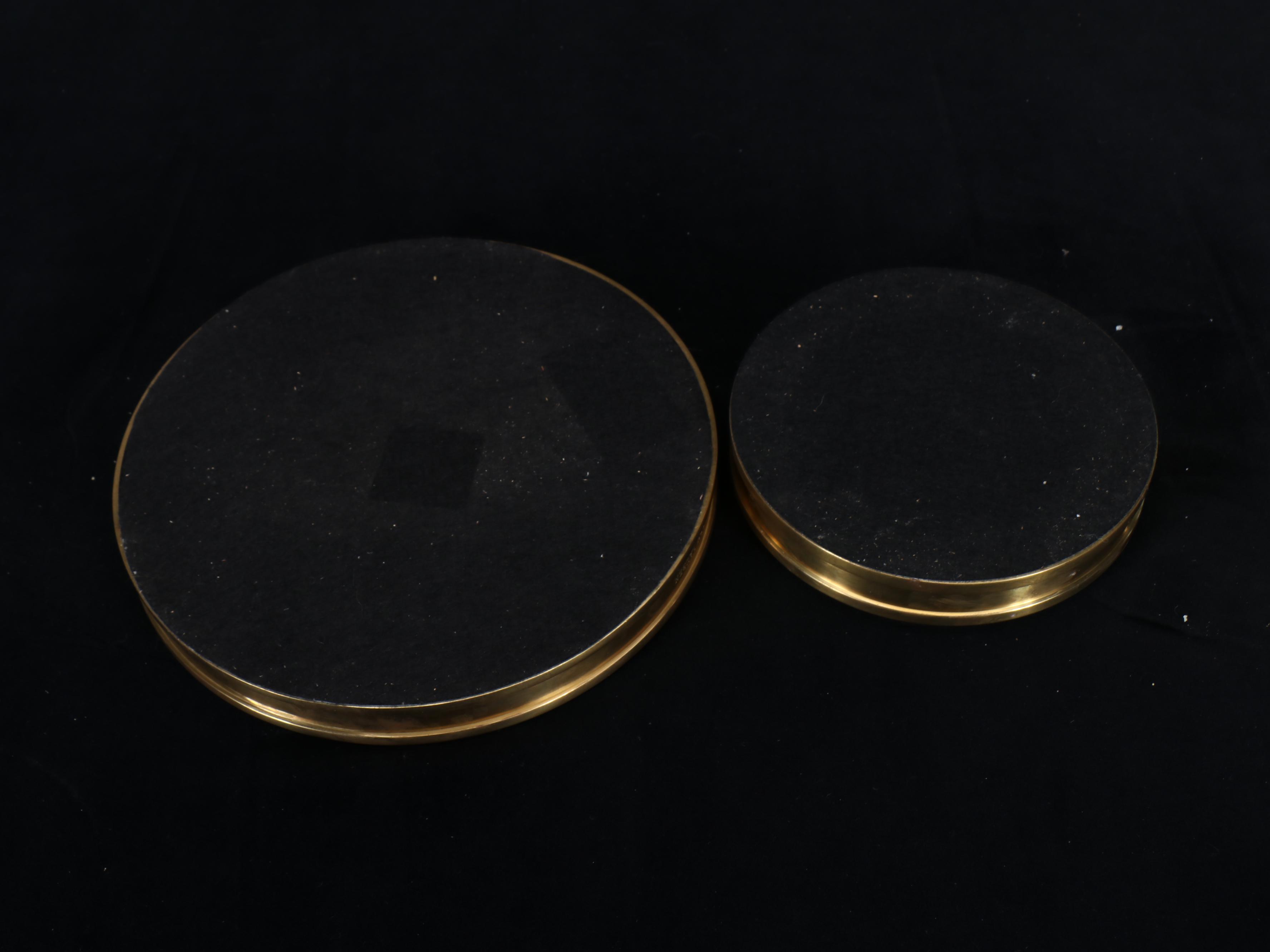 Ralph Lauren Contemporary Brass and Glass Hurricane Candle Holders