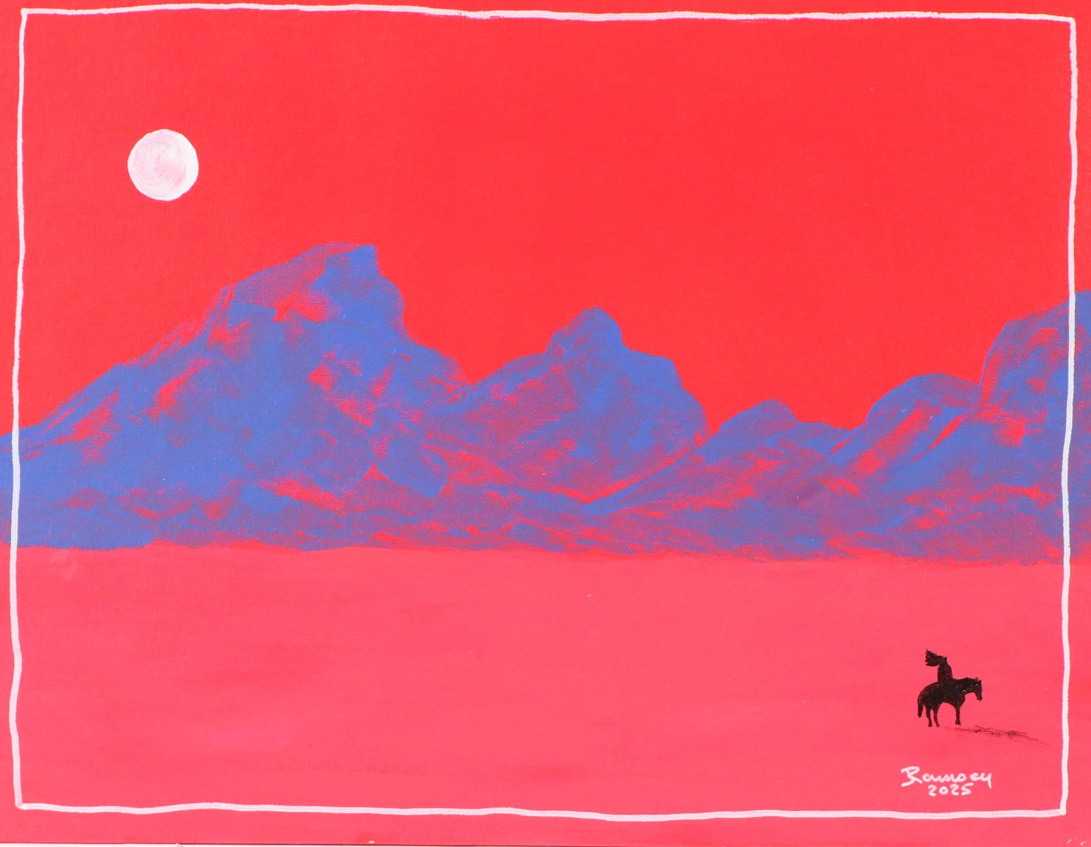 Joshua Ramsey Stylized Western Landscape Acrylic Painting "Moon Shadow II," 2025