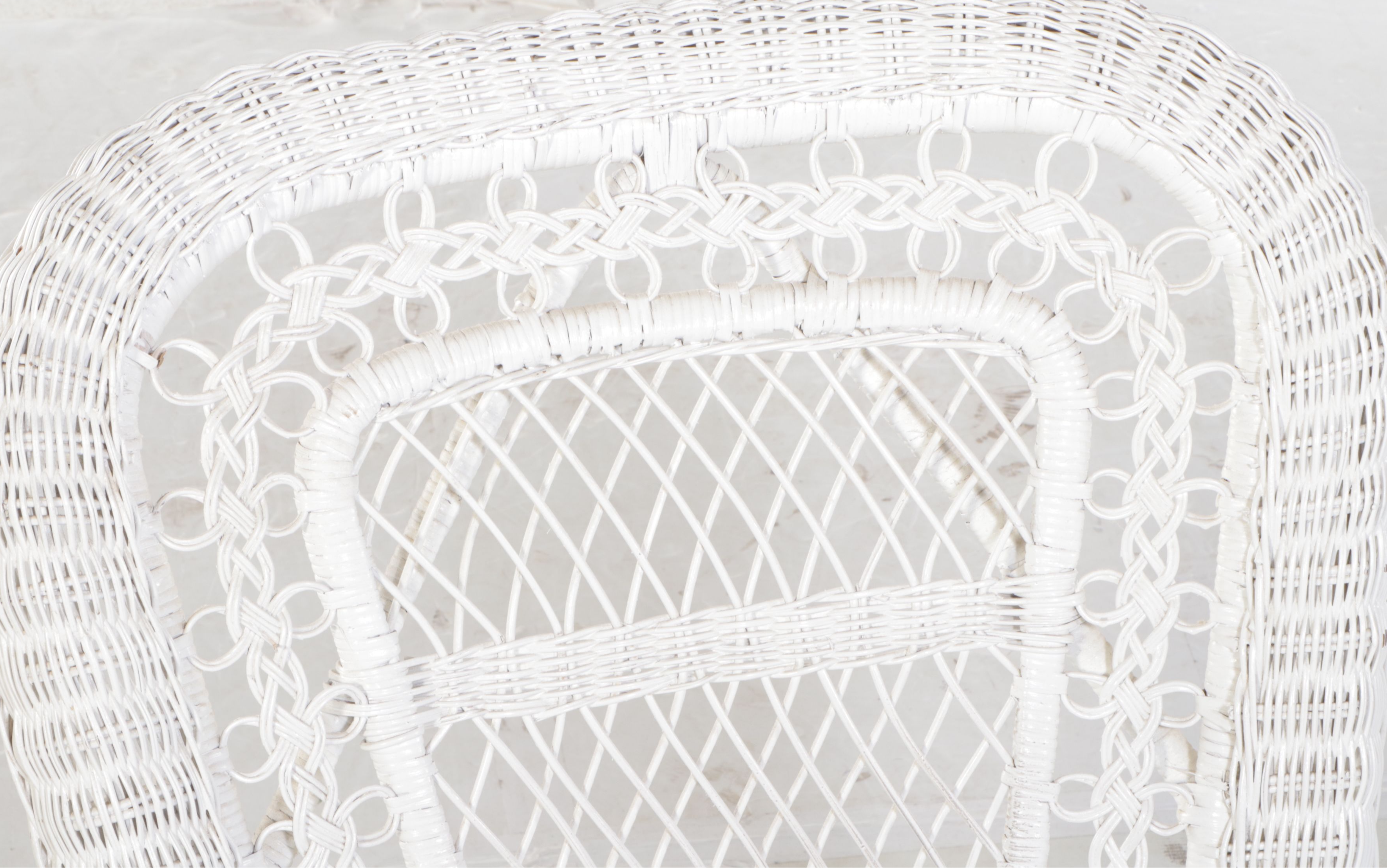 Painted White Wicker Rocking Chair