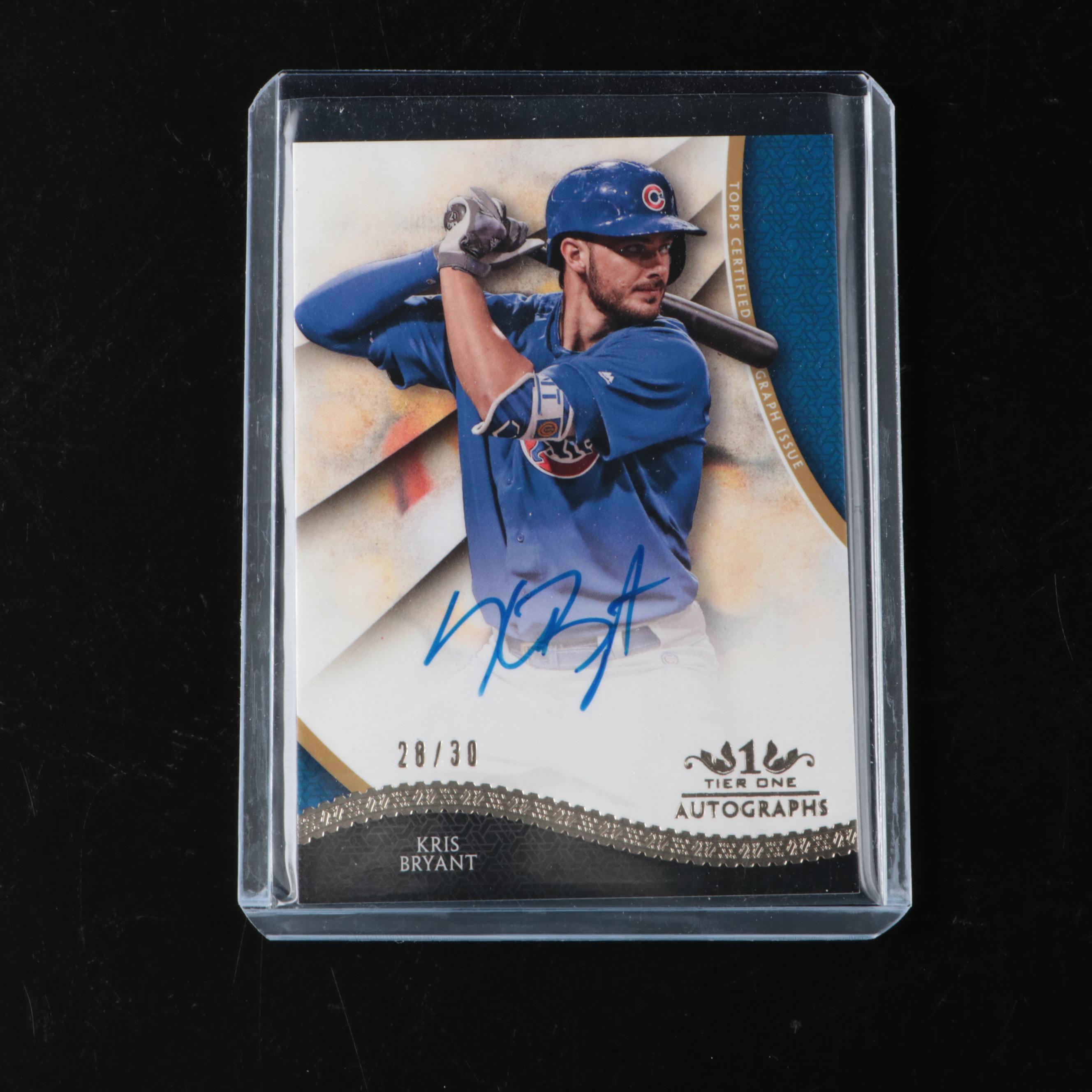 2017 Topps Tier One Kris Bryant Chicago Cubs Signed Baseball Card No. 28/30
