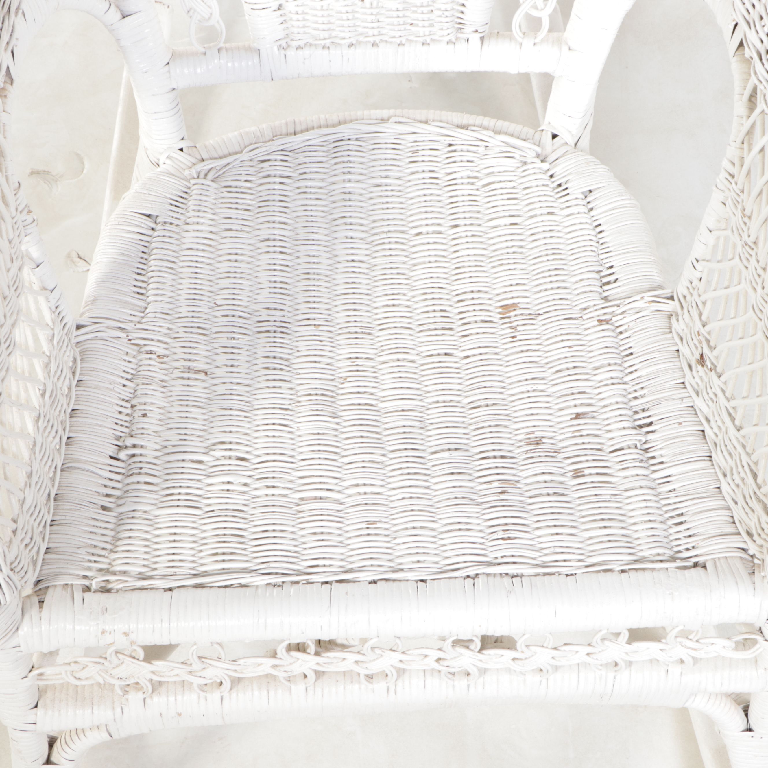 Painted White Wicker Rocking Chair
