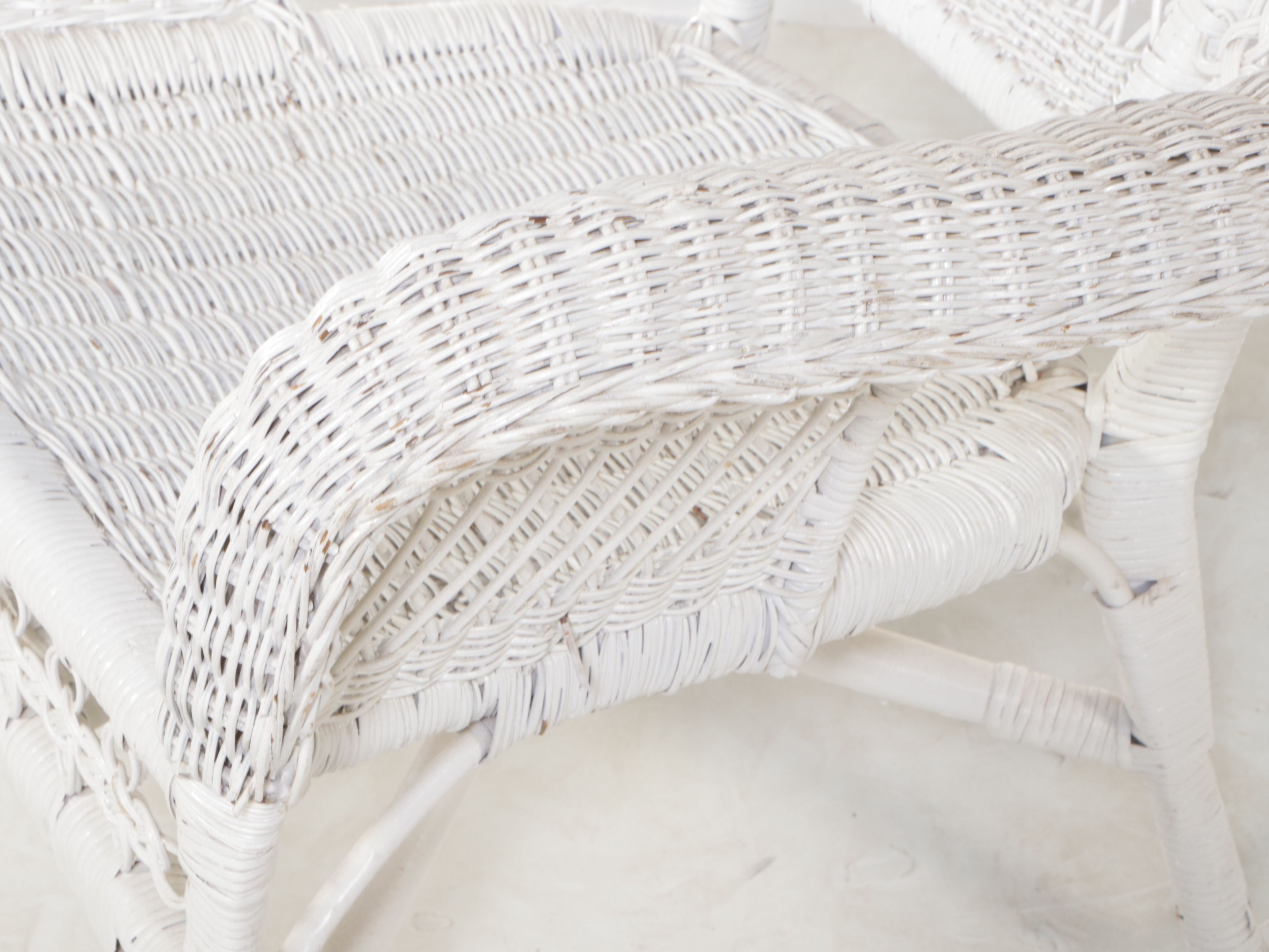 Painted White Wicker Rocking Chair