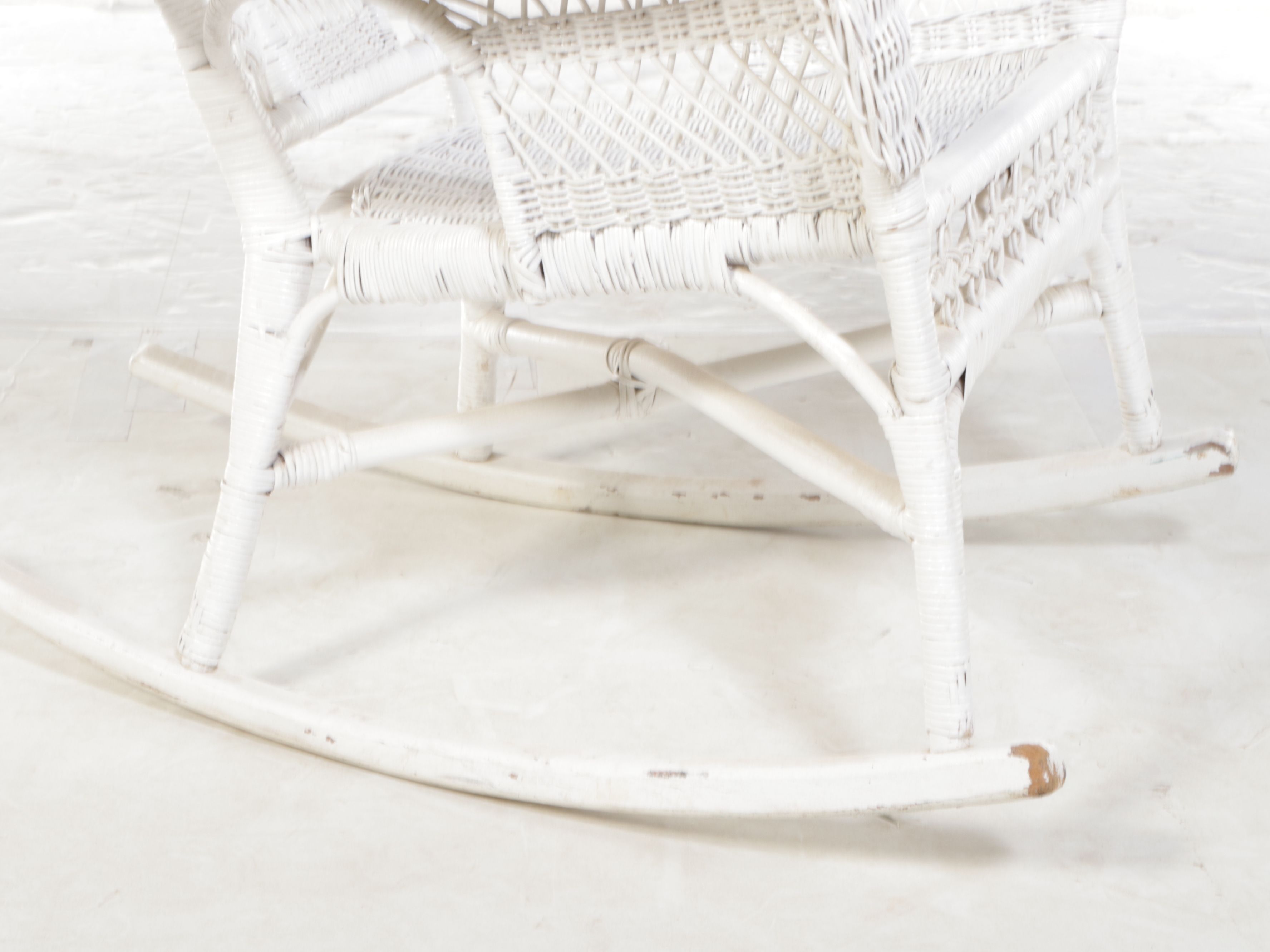 Painted White Wicker Rocking Chair