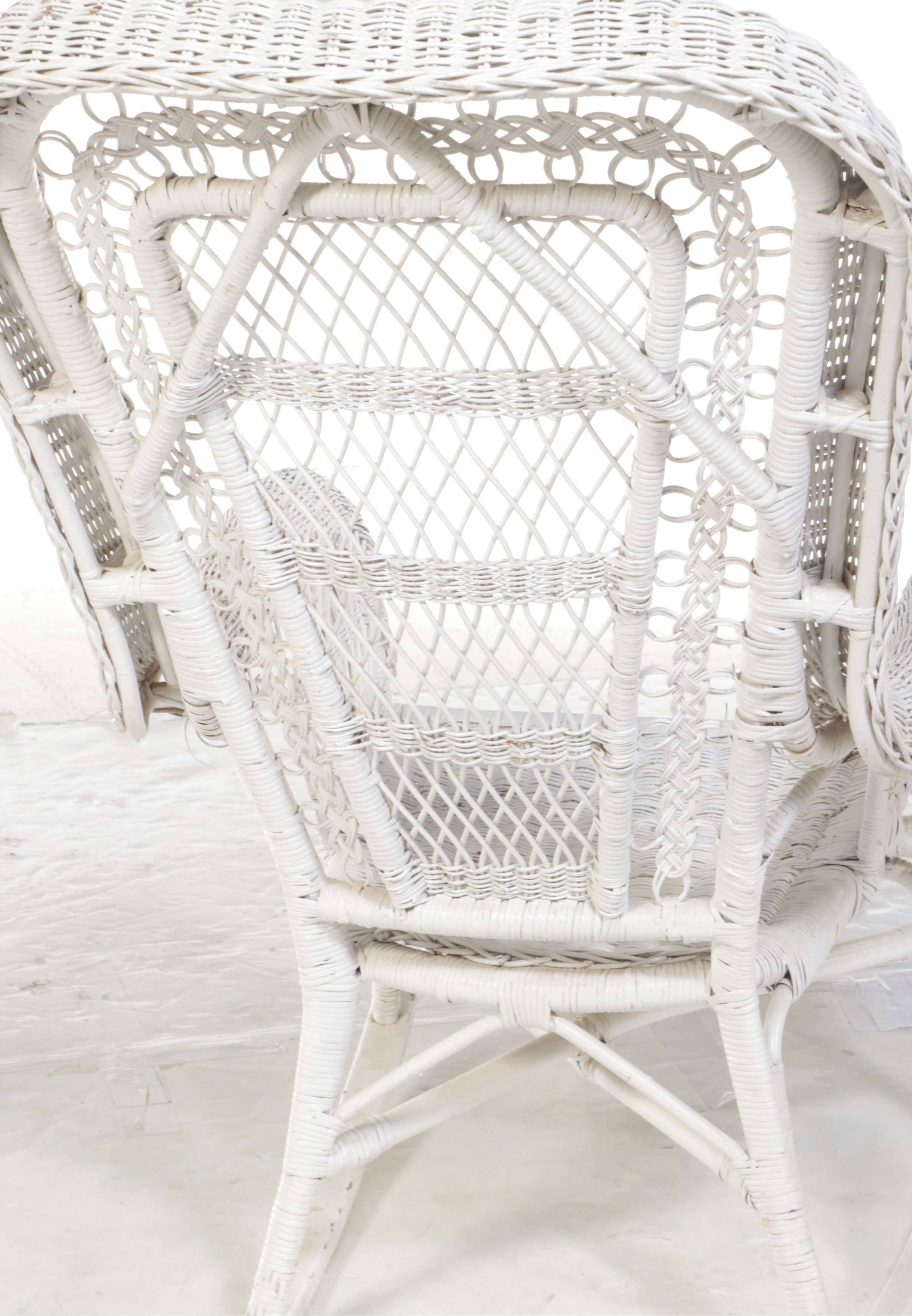 Painted White Wicker Rocking Chair