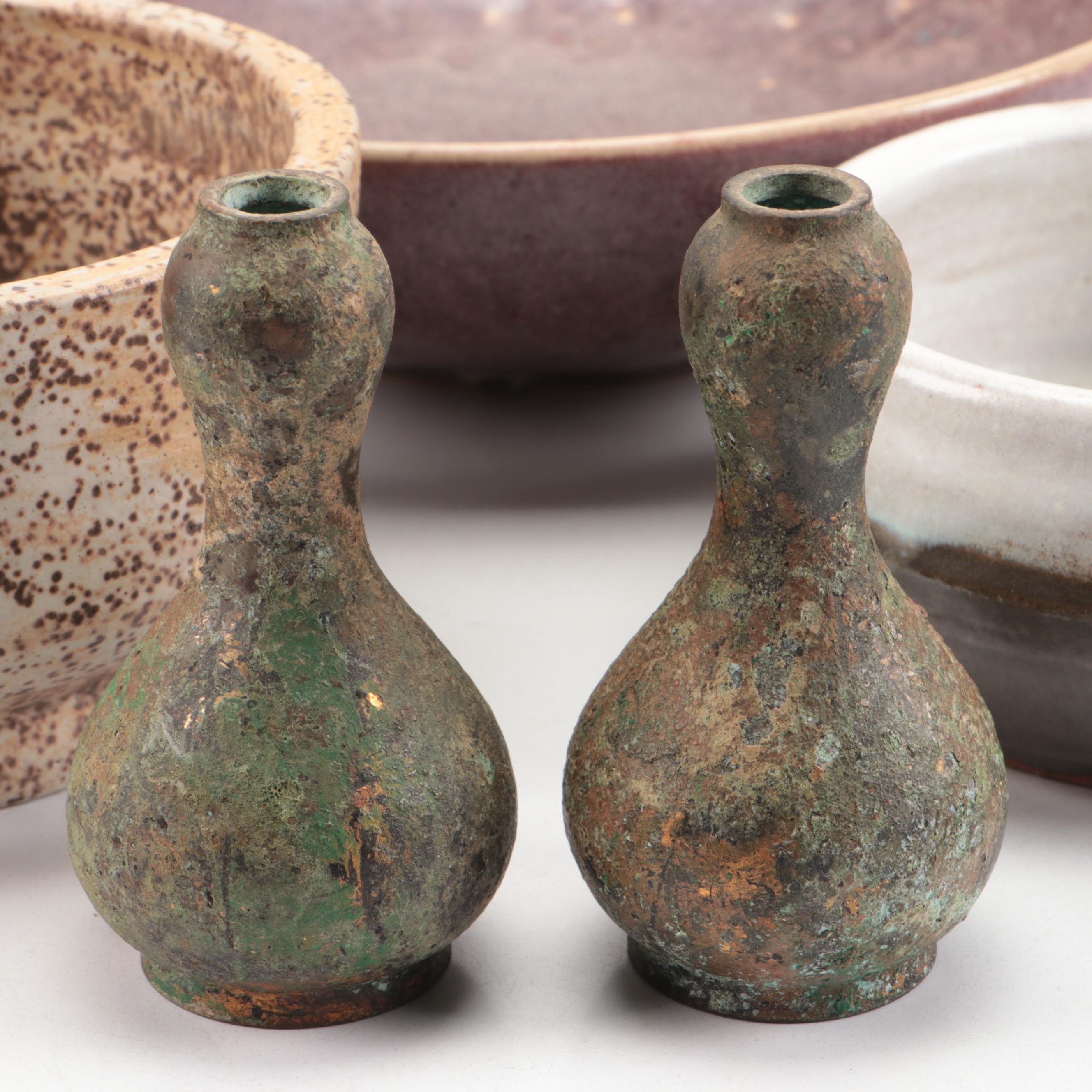 Italian Ceramic Tobacco Jar with Art Pottery and Other Decor