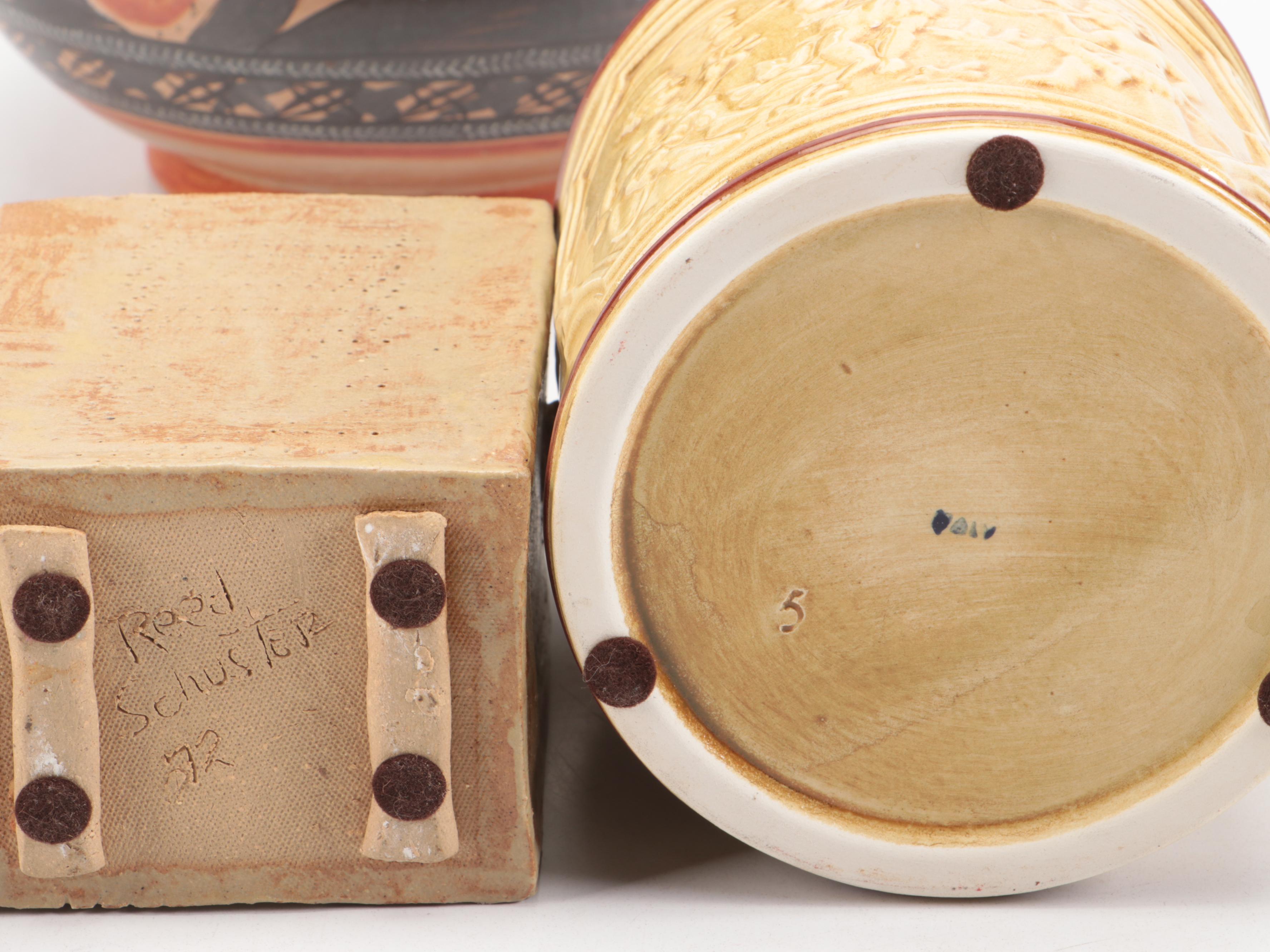 Italian Ceramic Tobacco Jar with Art Pottery and Other Decor