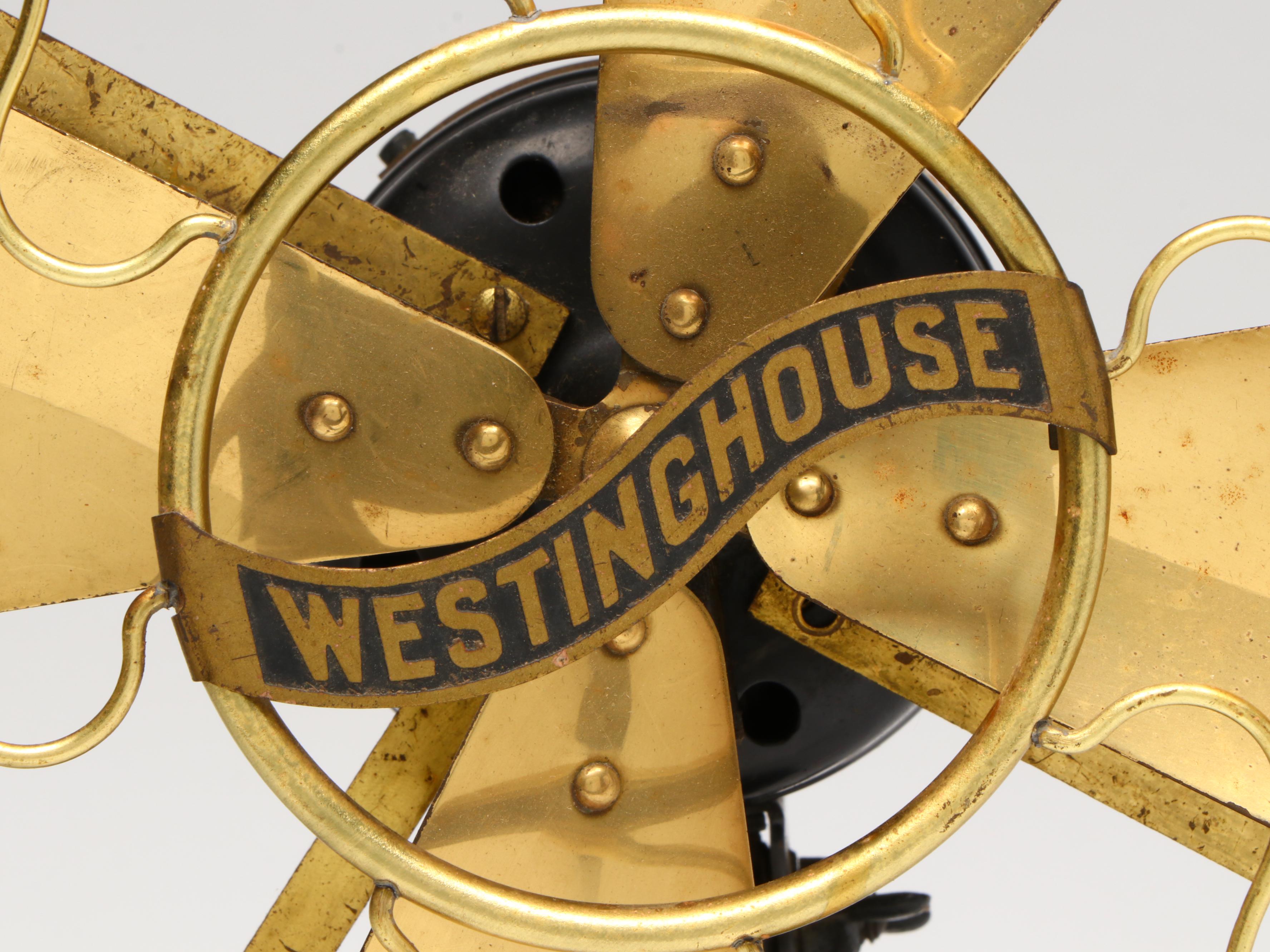 Westinghouse Brass Blade Cast Iron Desk Fan, Early 20th Century