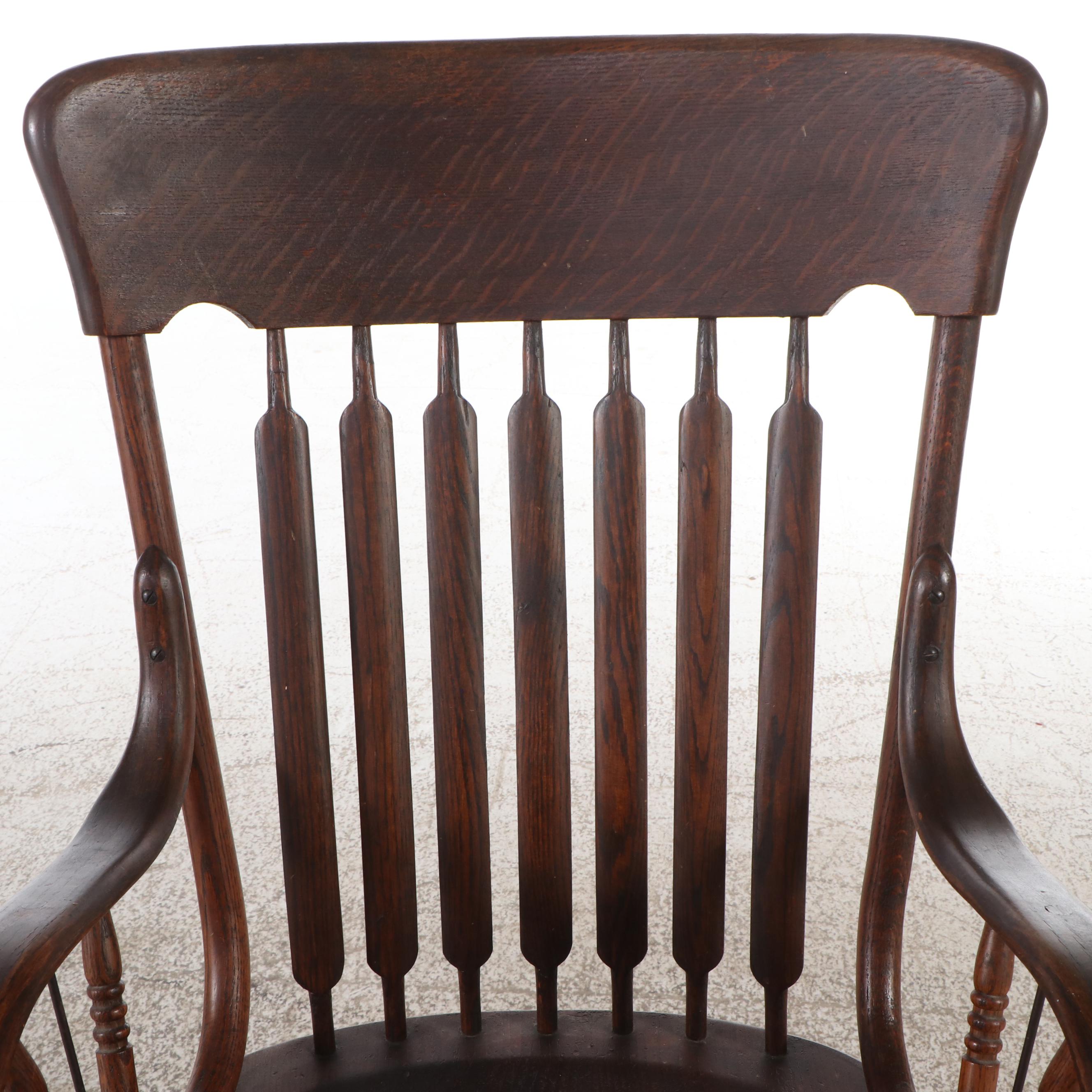 Antique Spear-Back Oak Armchair
