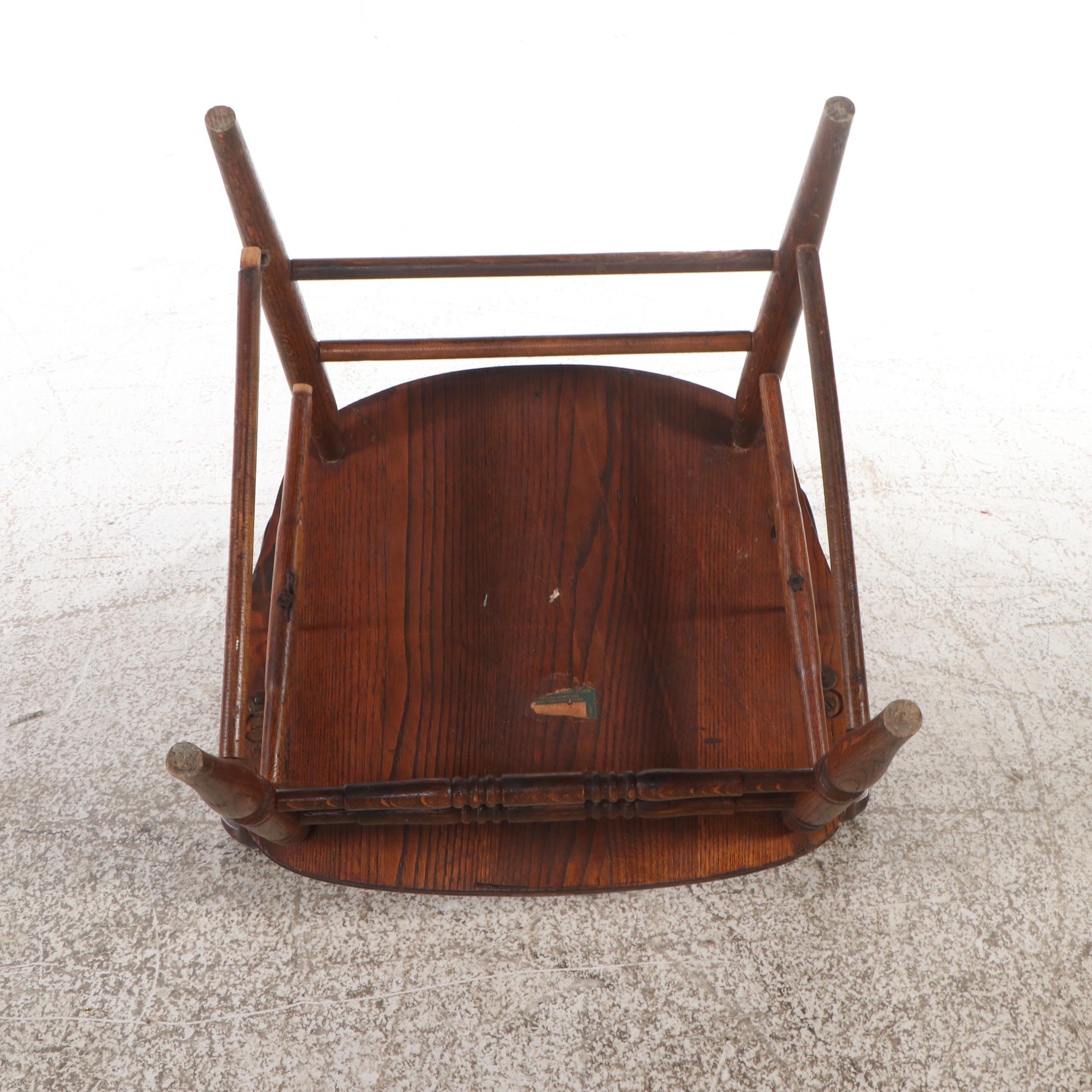 Antique Spear-Back Oak Armchair