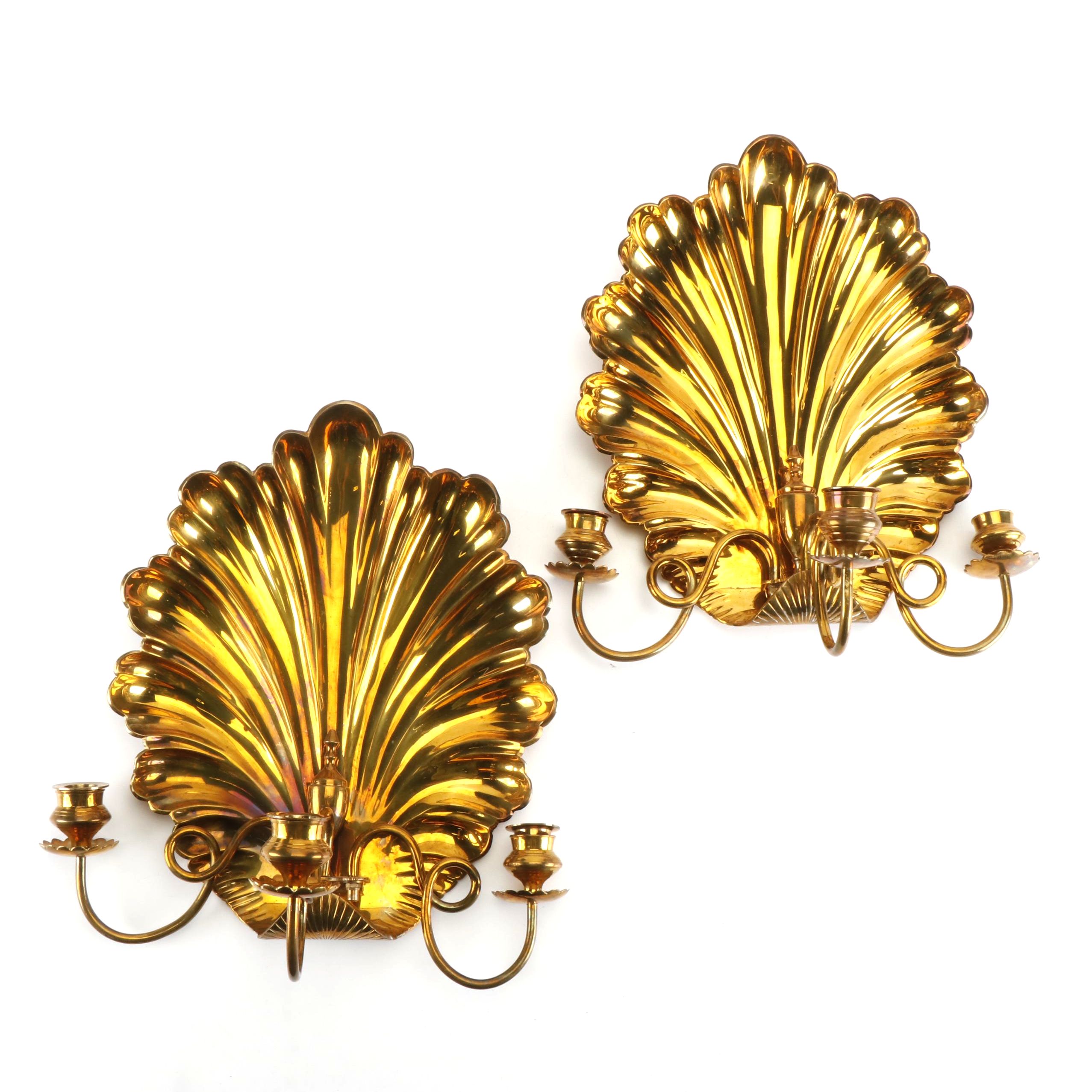 Pair of Mottahedeh Adams Style Brass Candle Wall Sconces