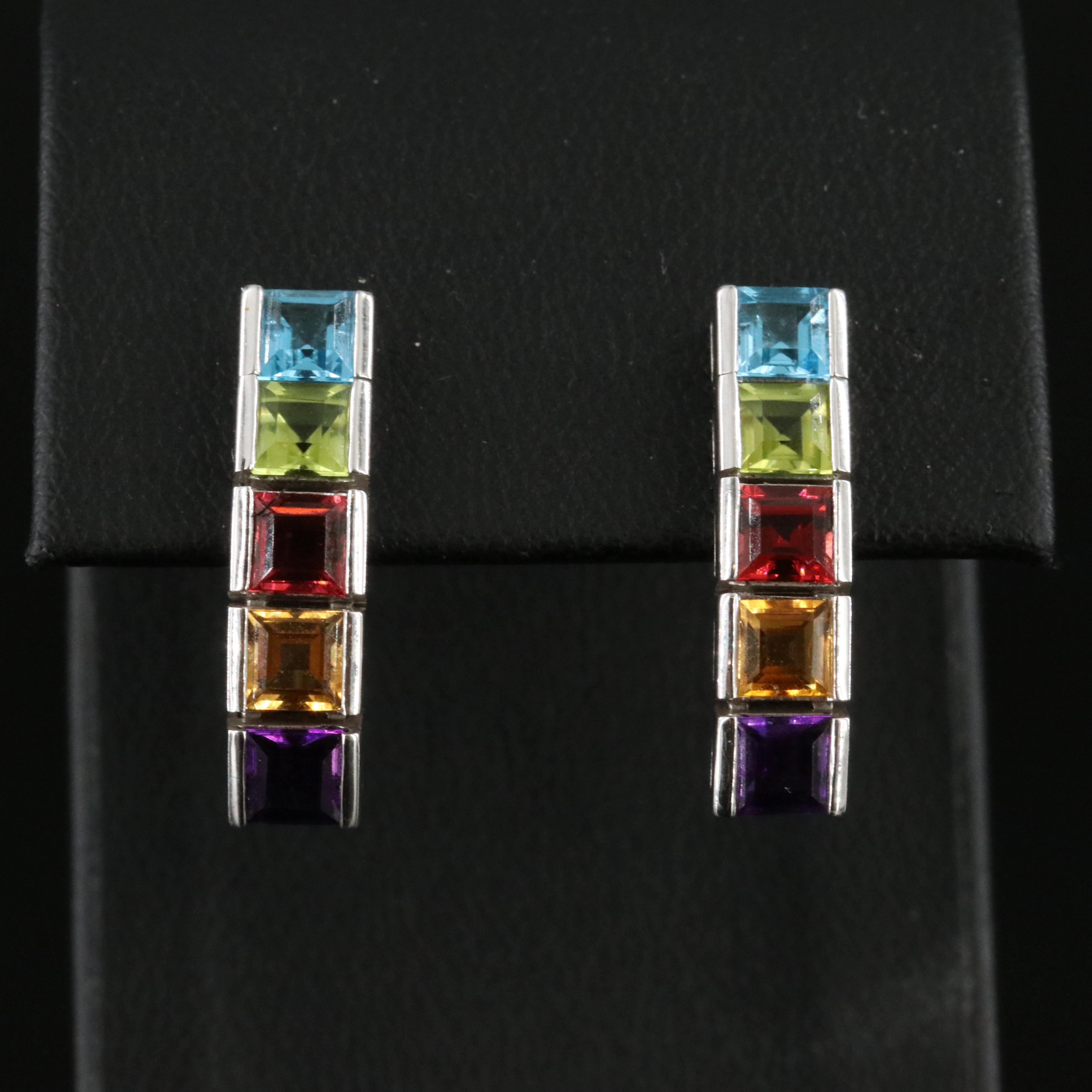 18K Gemstone Drop Earrings