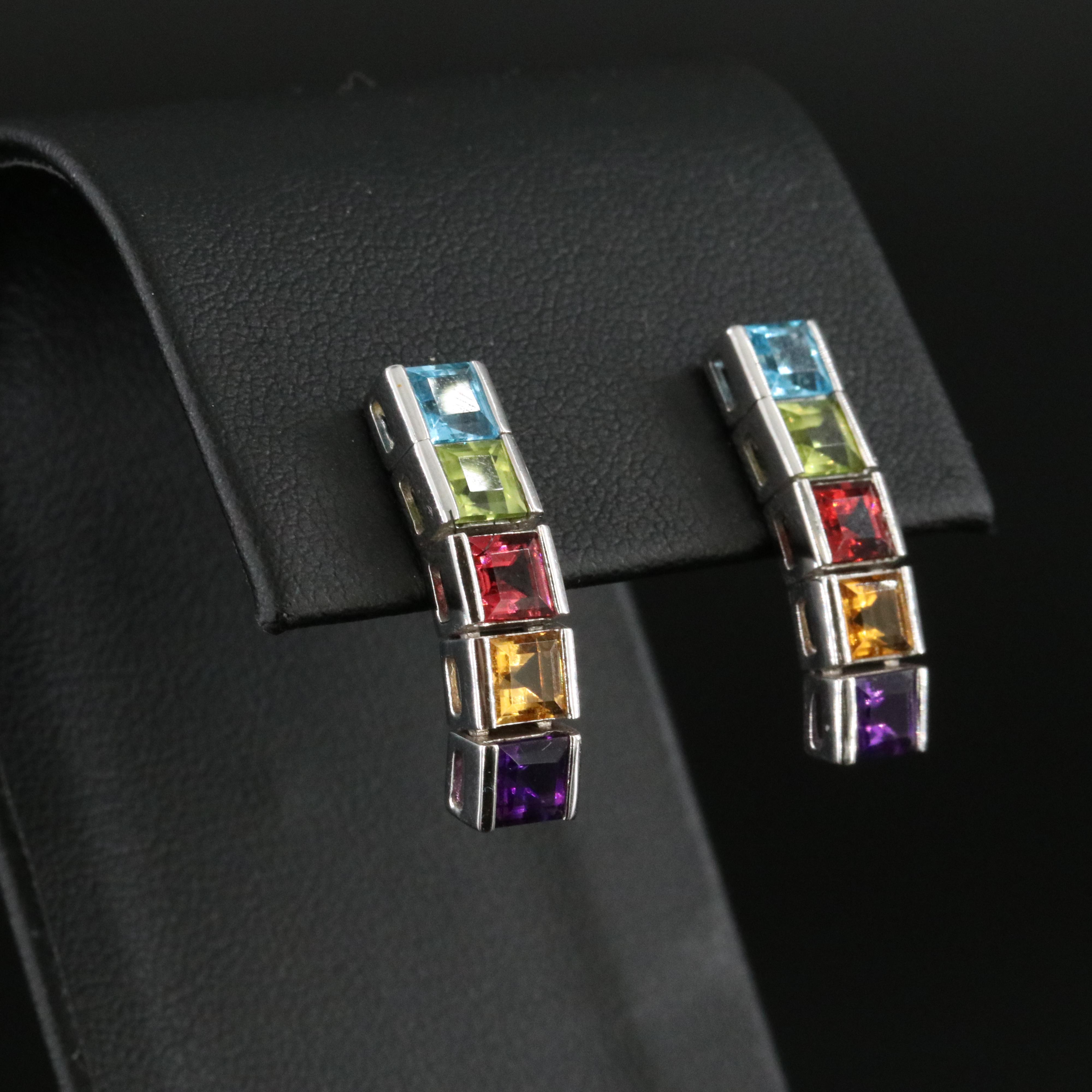 18K Gemstone Drop Earrings