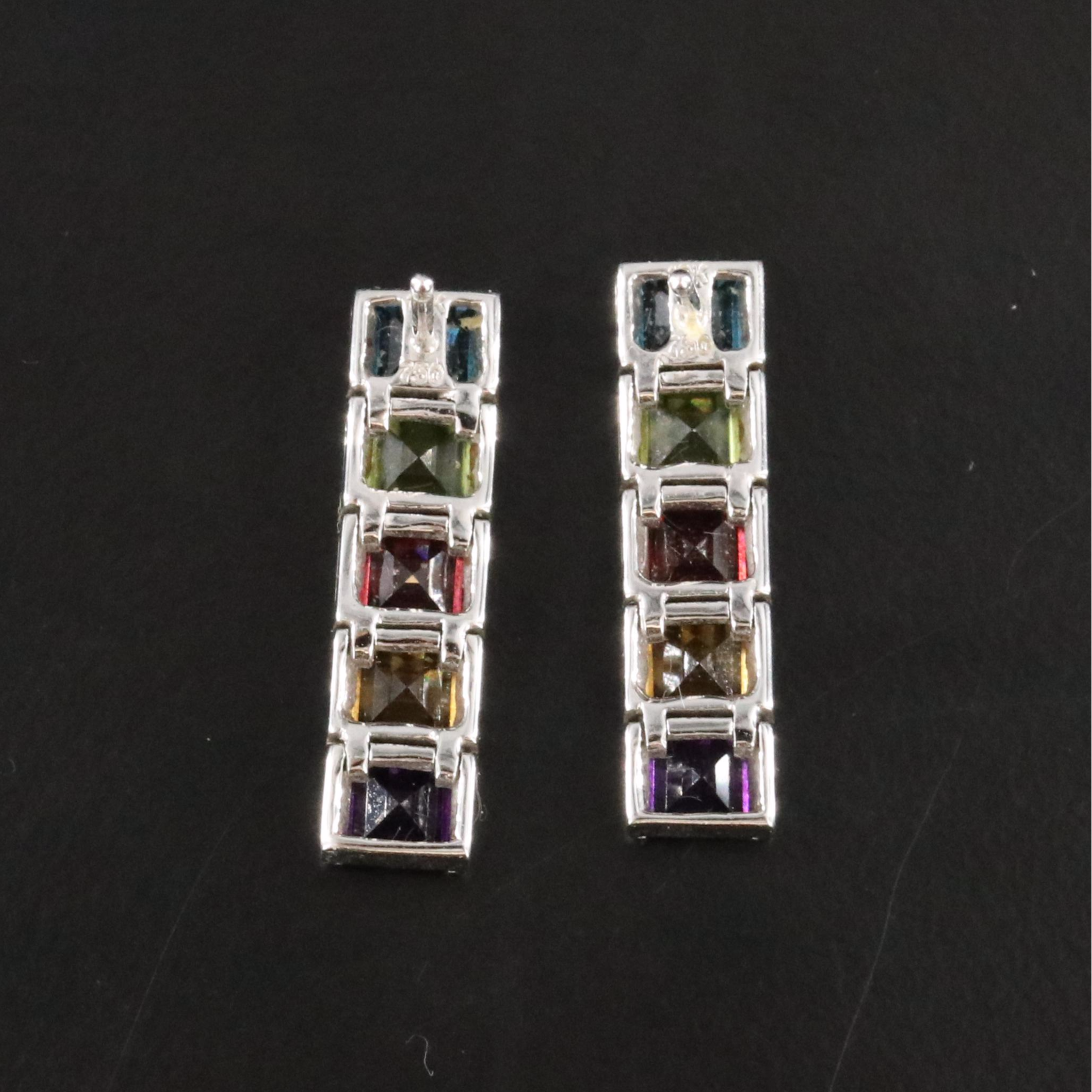 18K Gemstone Drop Earrings