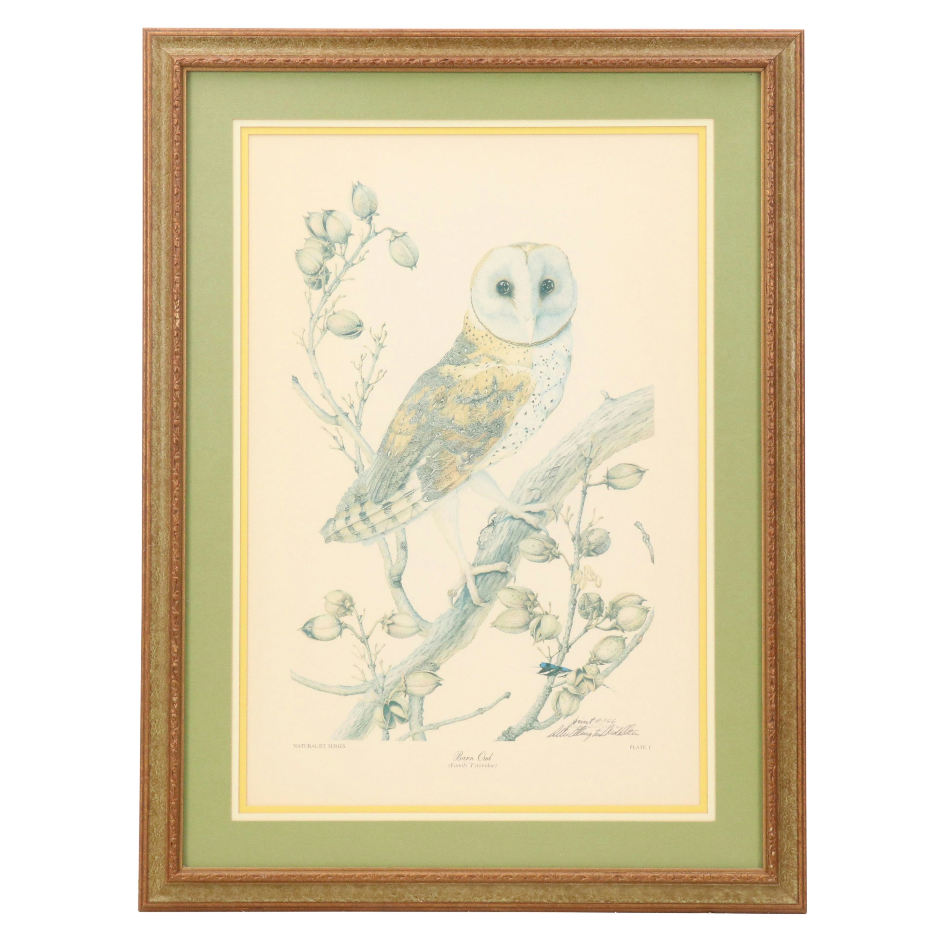 Sallie Ellington Middleton Offset Lithograph "Barn Owl," Late 20th Century
