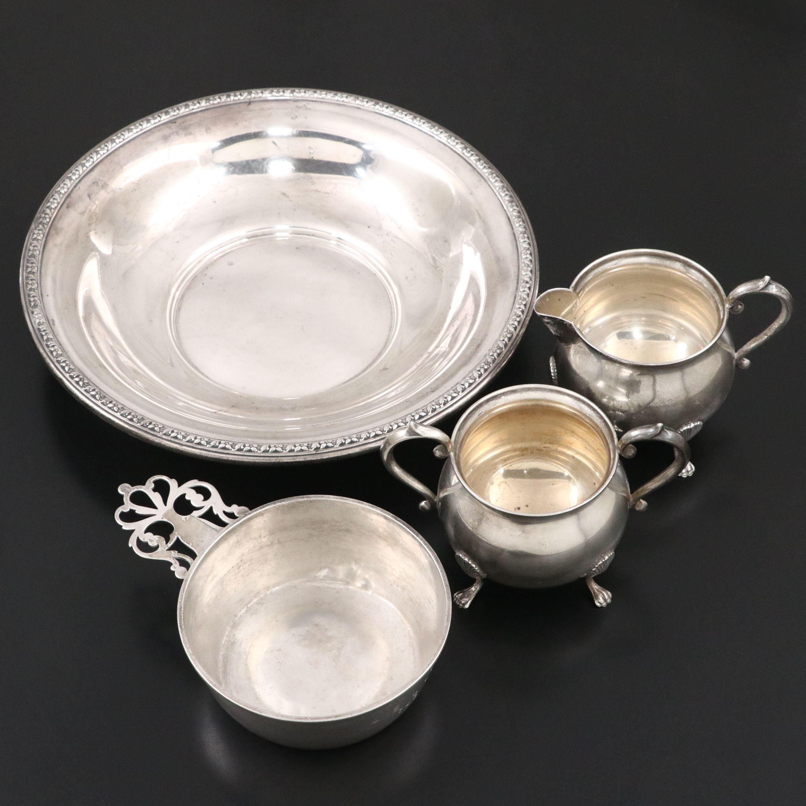 F.B. Rogers Sterling Creamer and Sugar Bowl with More Sterling Table Accessories