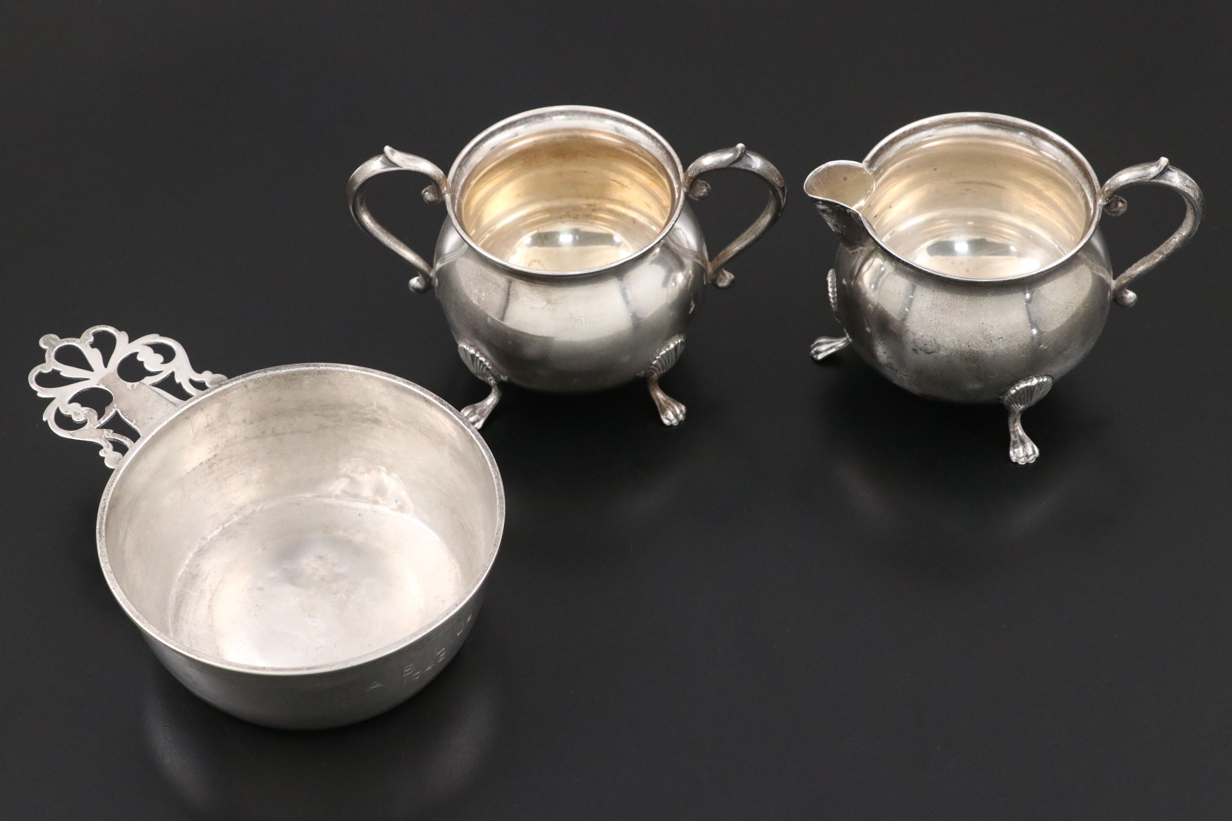 F.B. Rogers Sterling Creamer and Sugar Bowl with More Sterling Table Accessories