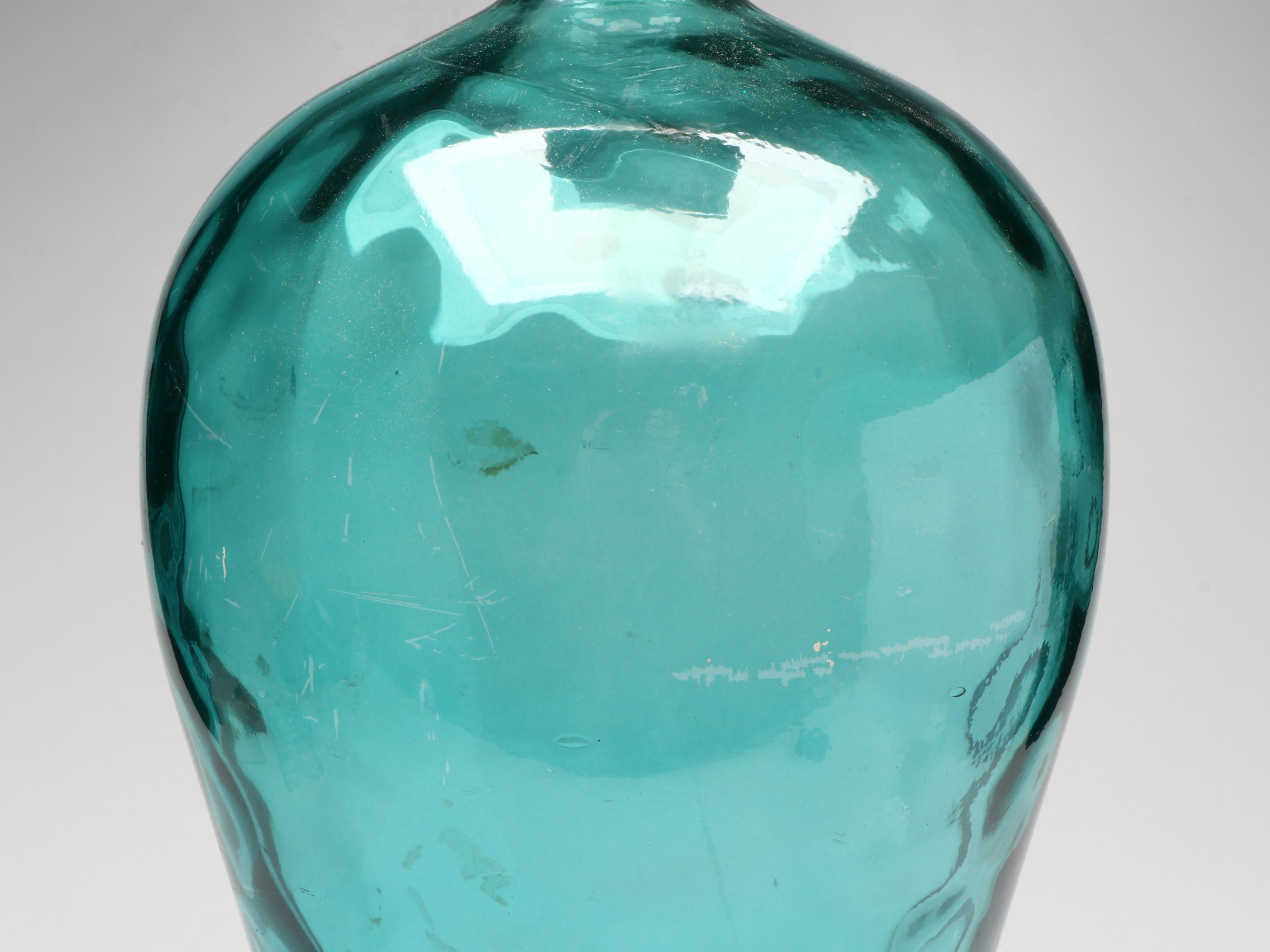 Mid Century Modern Style Blue Flashed Glass Vase