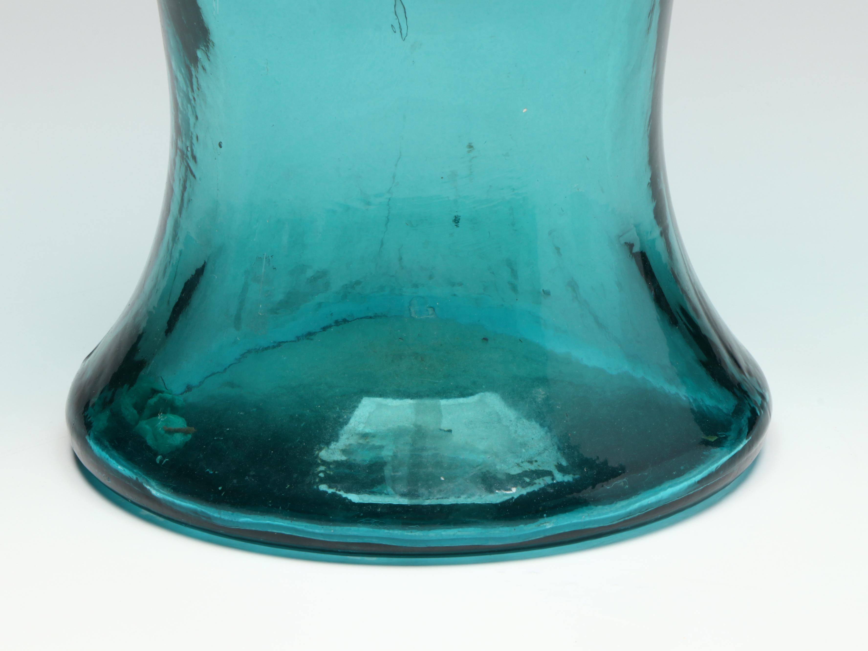 Mid Century Modern Style Blue Flashed Glass Vase