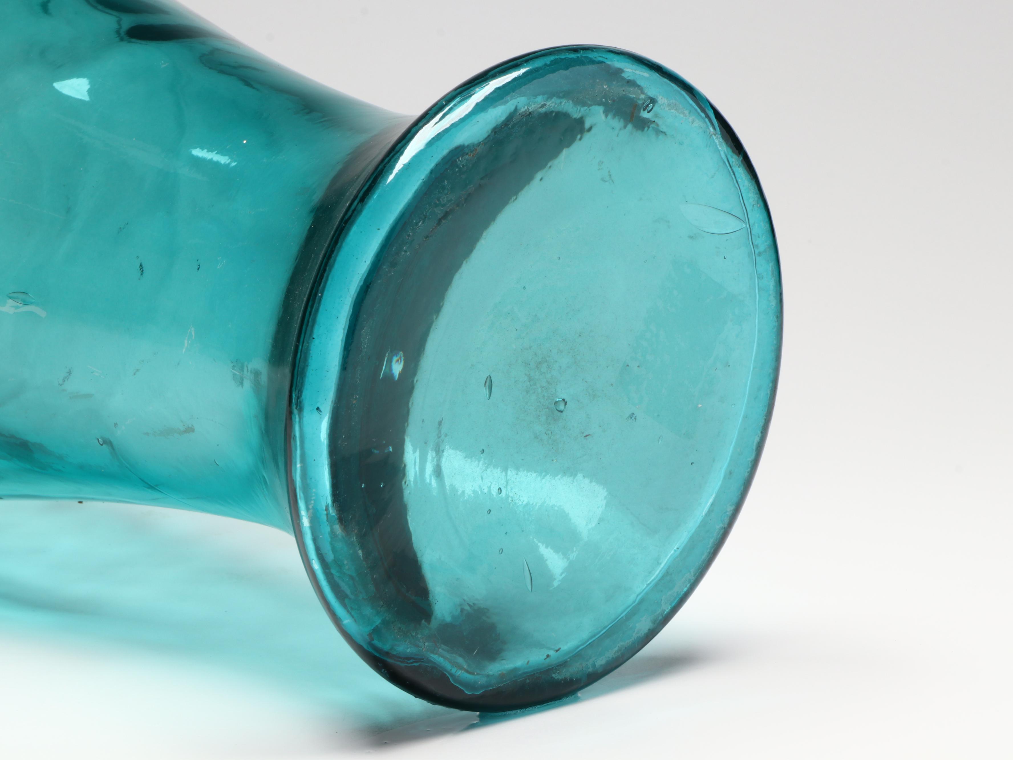 Mid Century Modern Style Blue Flashed Glass Vase