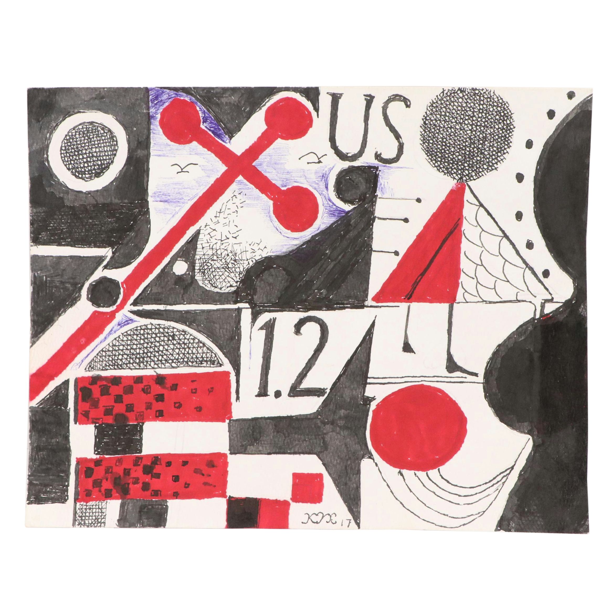 Nikolay Manuylov “Kuk” Figural Surrealist Ink Illustration, 2017