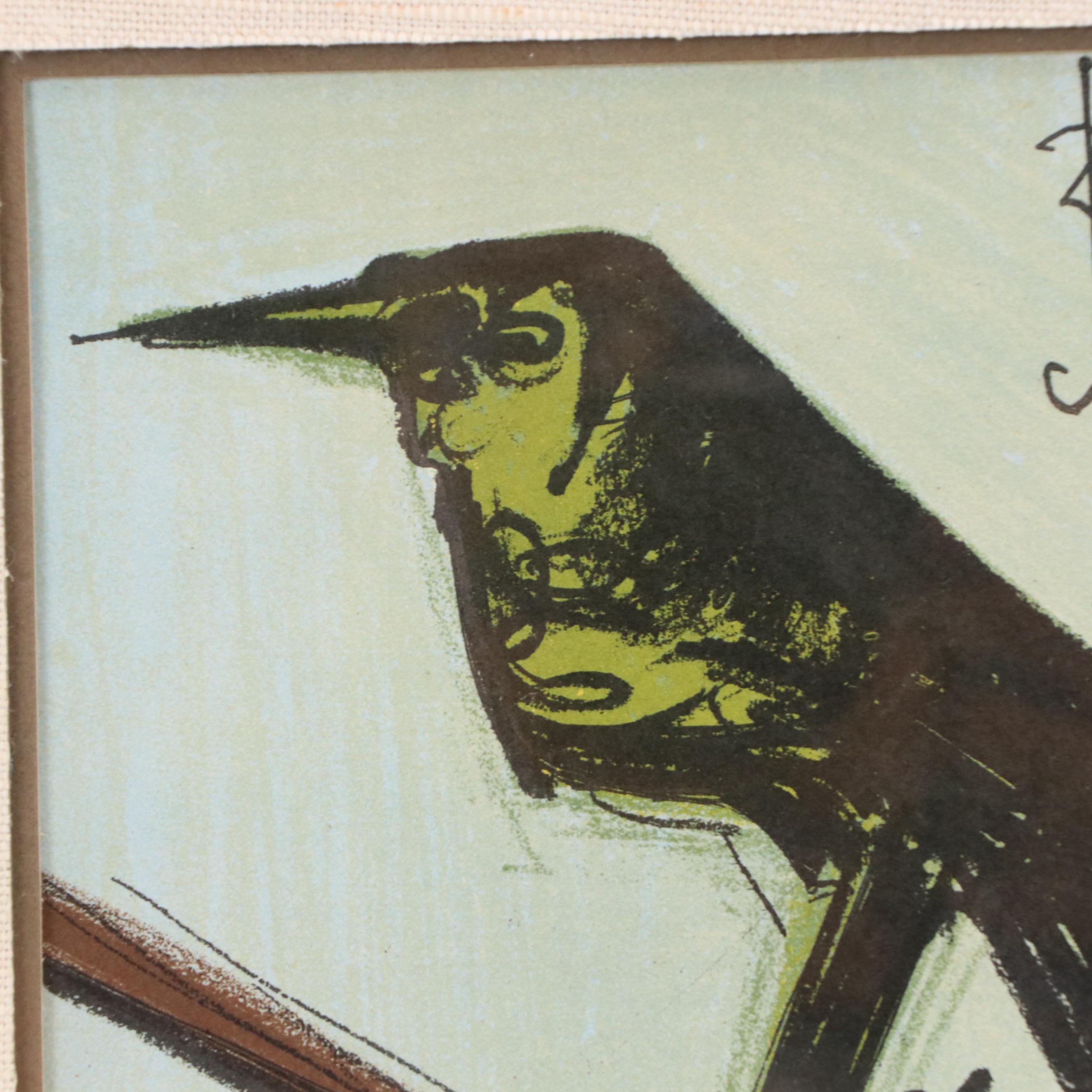 Bernard Buffet Lithograph "Les Deux Oiseaux," Late 20th Century