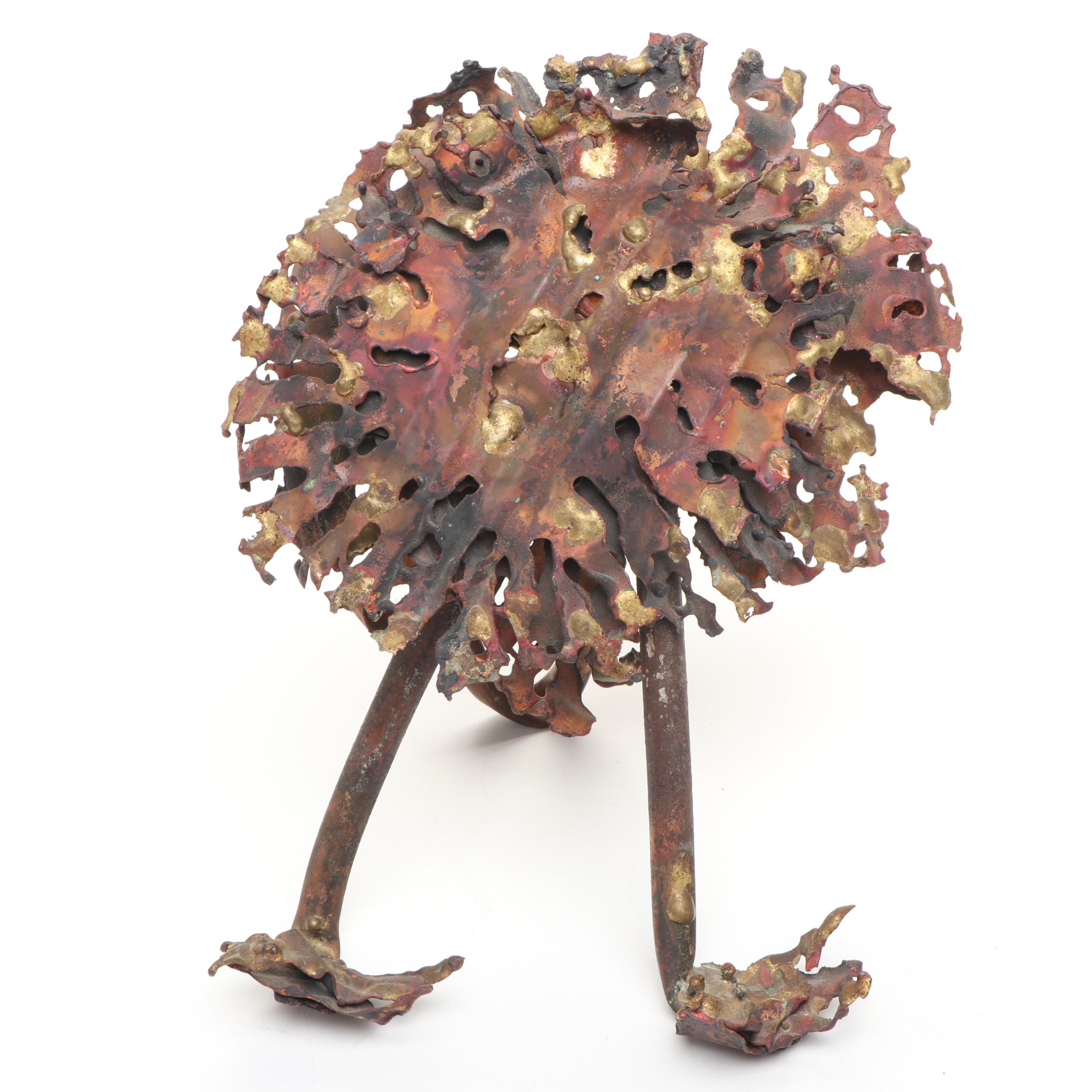 Repurposed Metal Lion and Owl Sculptures