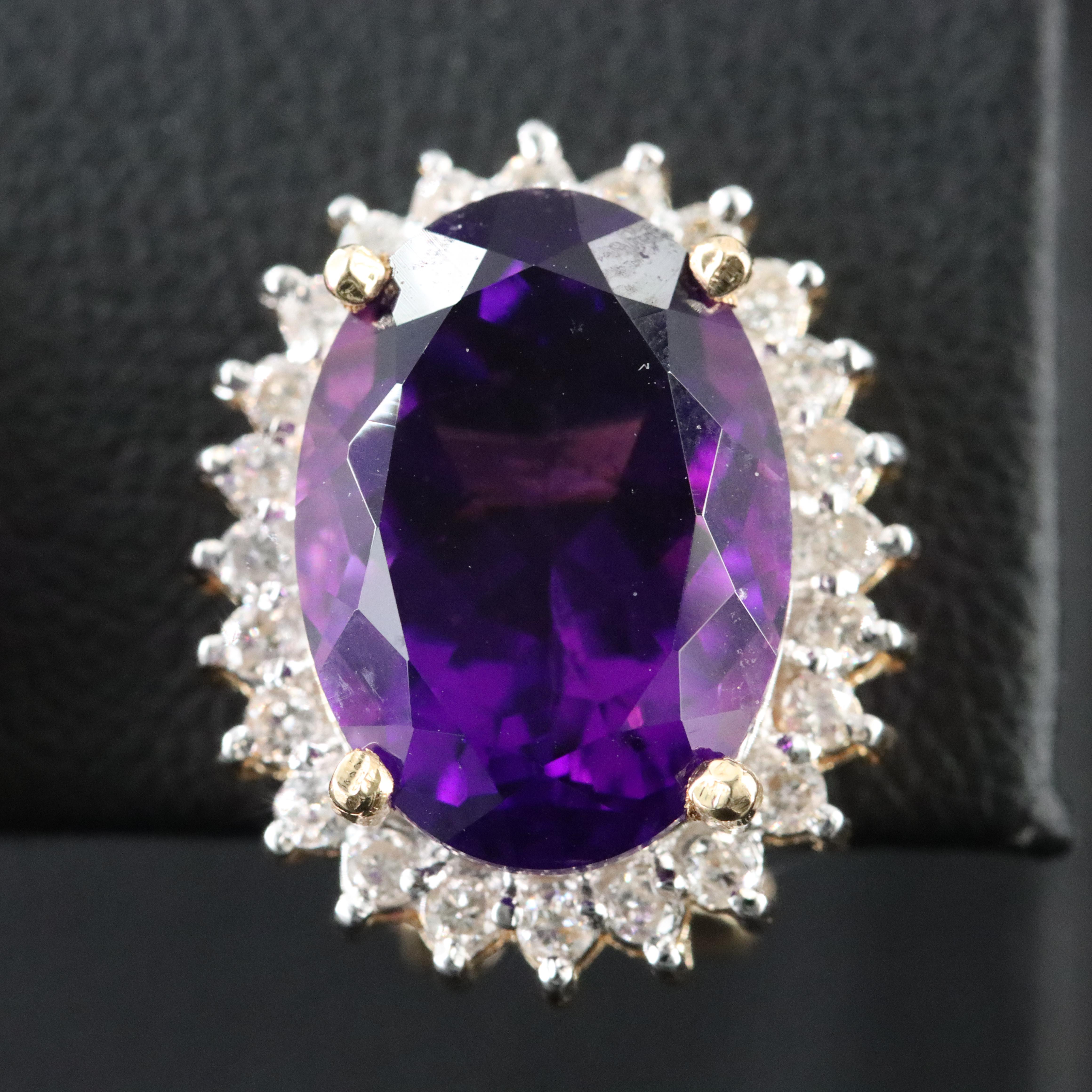 14K Amethyst and Diamond Halo Earrings