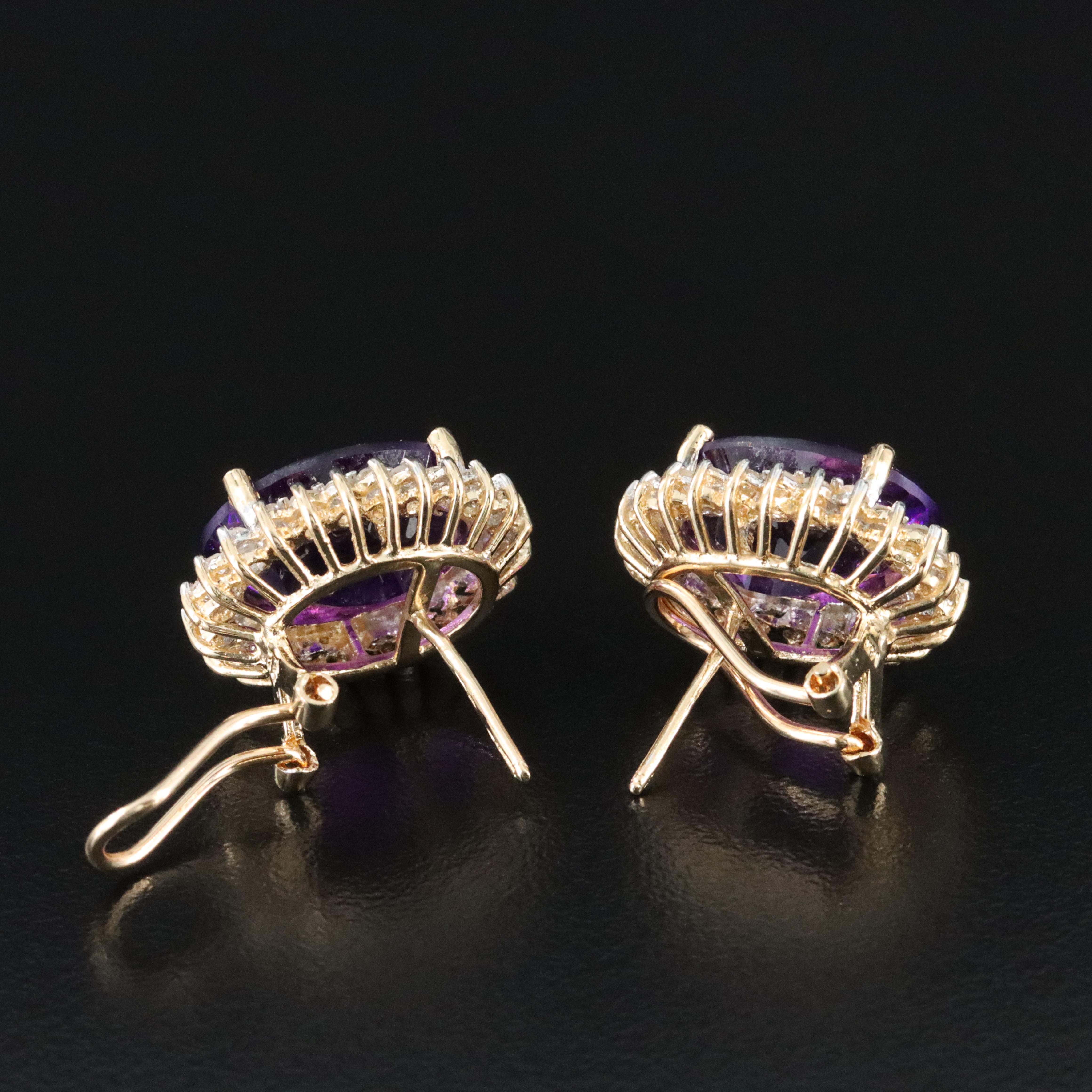 14K Amethyst and Diamond Halo Earrings