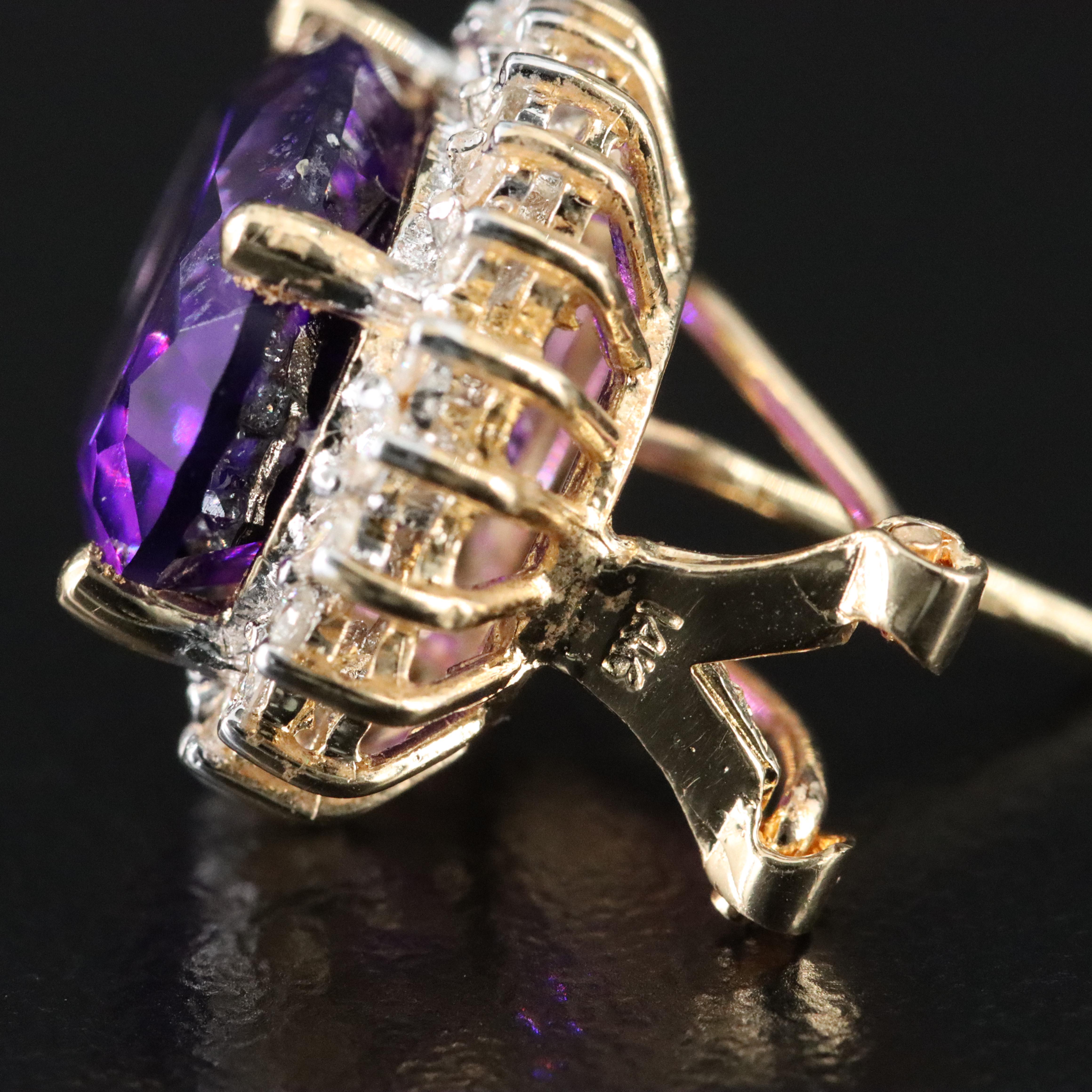 14K Amethyst and Diamond Halo Earrings