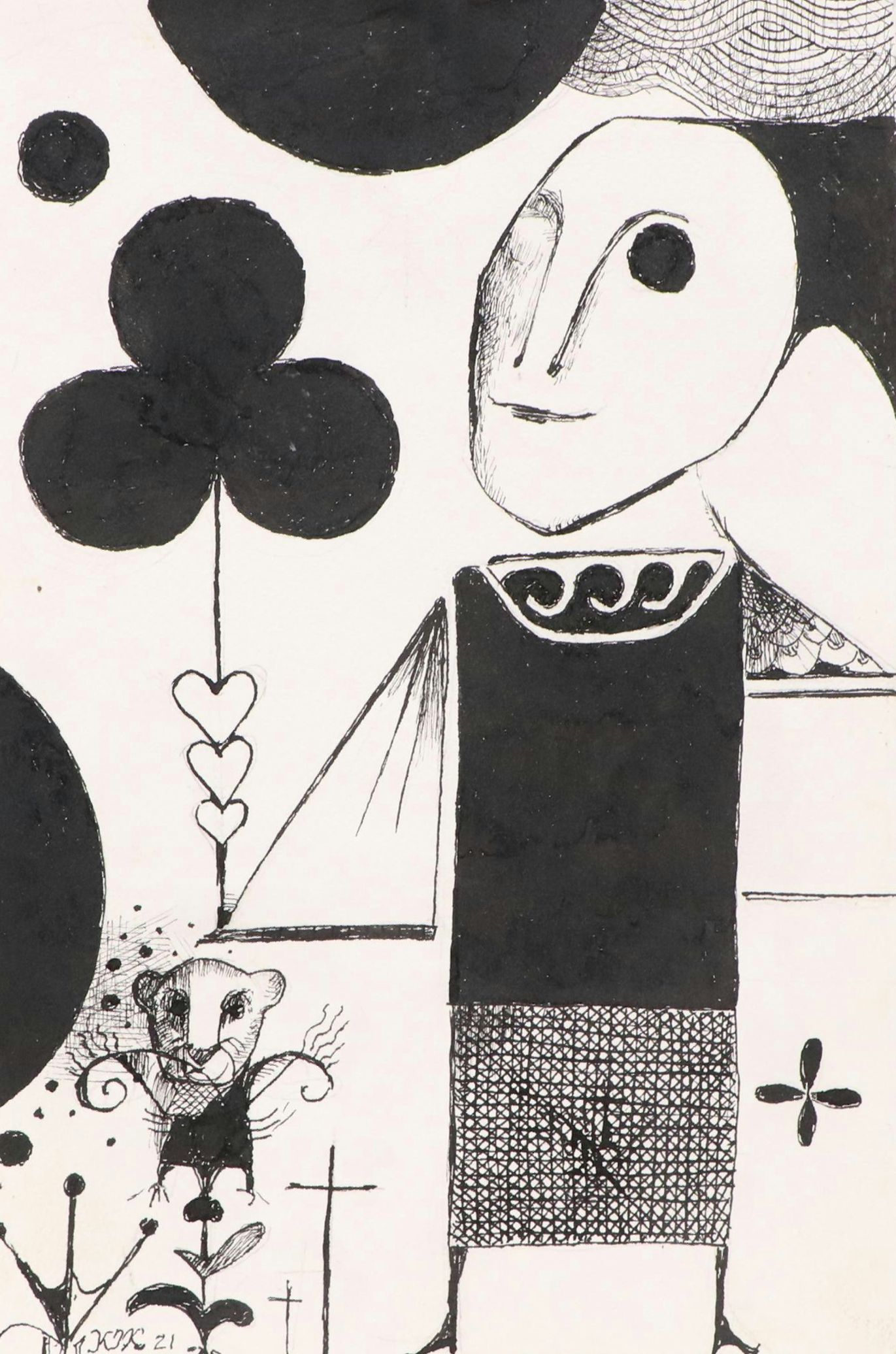 Nikolay Manuylov “Kuk” Figural Surrealist Ink Illustration, 2021