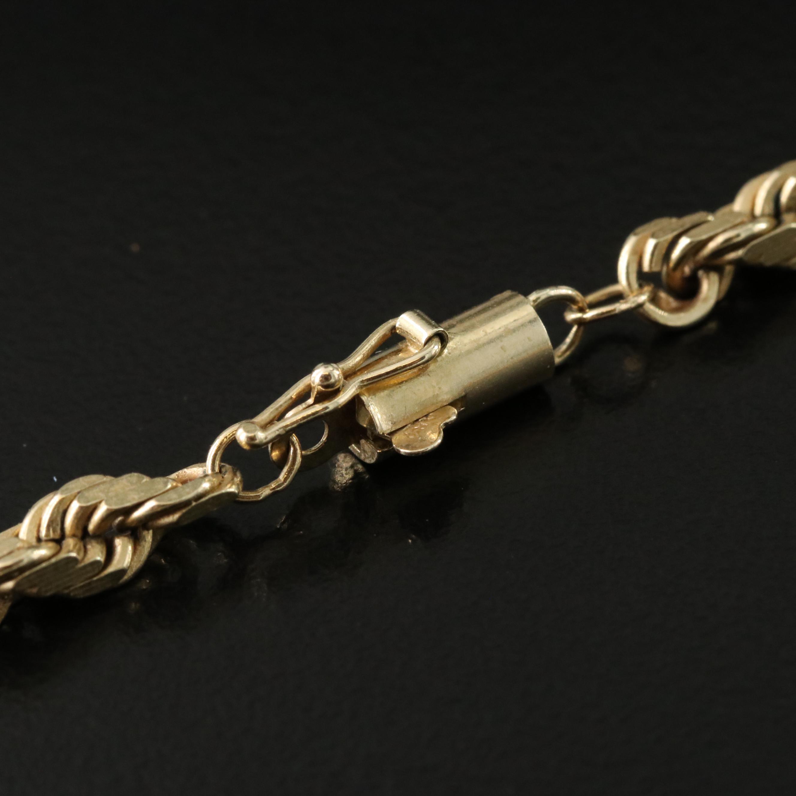 Vintage 10K Braided Rope Chain with 14K Cross Pendant